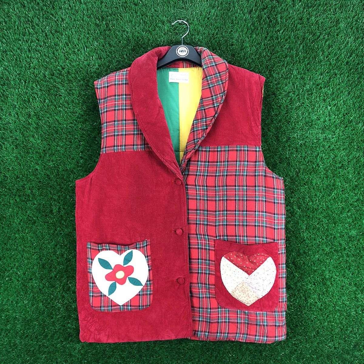 Vintage 90's Vest Shawl Collar Patchwork Kapital Style