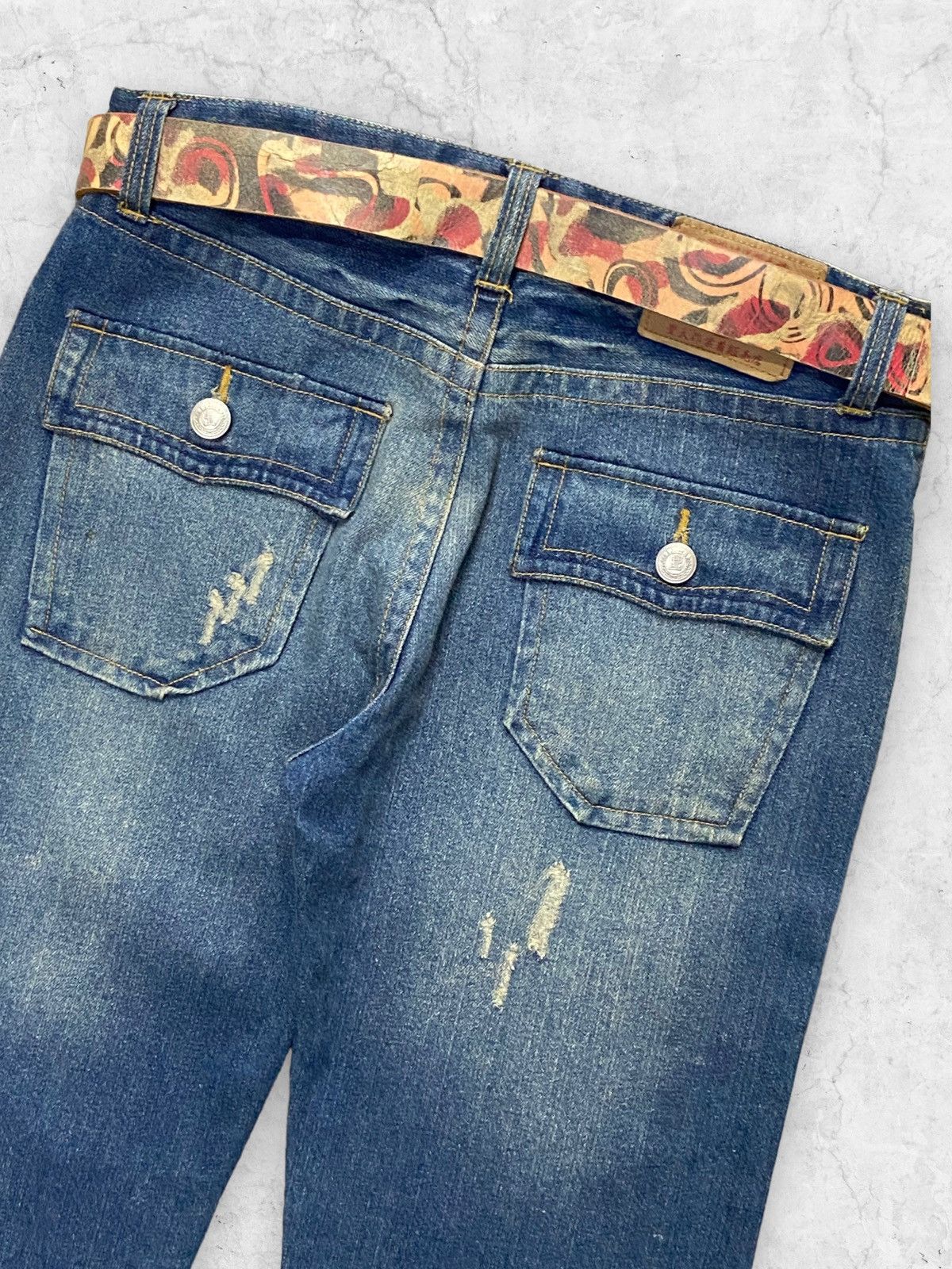 Ed Hardy × Japanese Brand Shibuya Ct Japan Poem Printed Denim Pants With Leather Belt Size US 34 / EU 50 - 11 Thumbnail