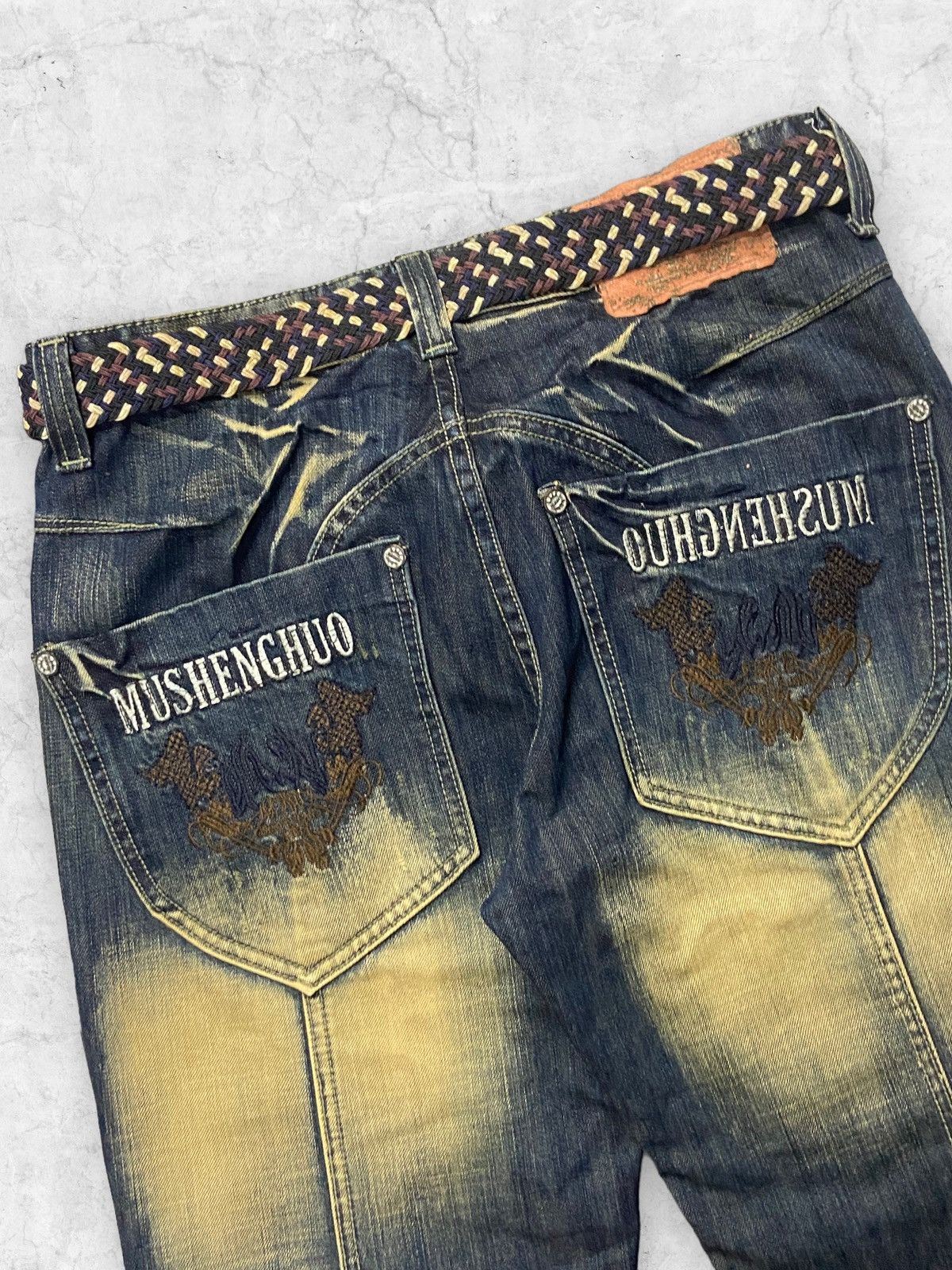Japanese Brand Mushenghuo Japan Mud Wash Denim Pants With Belt Size US 32 / EU 48 - 9 Thumbnail