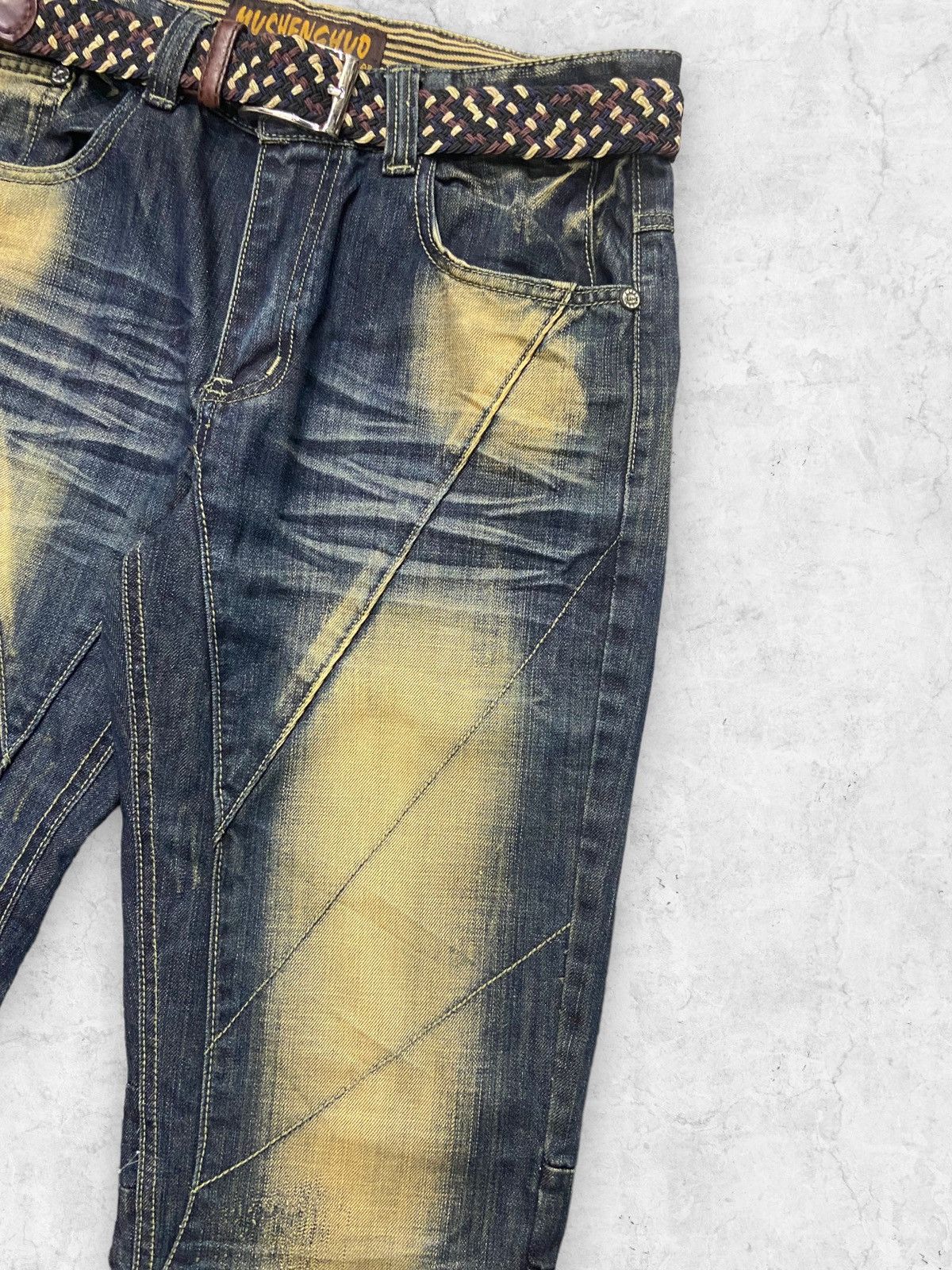 Japanese Brand Mushenghuo Japan Mud Wash Denim Pants With Belt Size US 32 / EU 48 - 4 Thumbnail