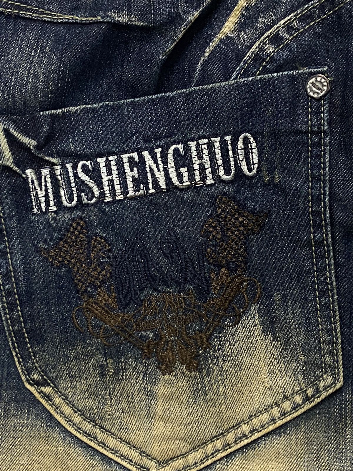 Japanese Brand Mushenghuo Japan Mud Wash Denim Pants With Belt Size US 32 / EU 48 - 10 Thumbnail
