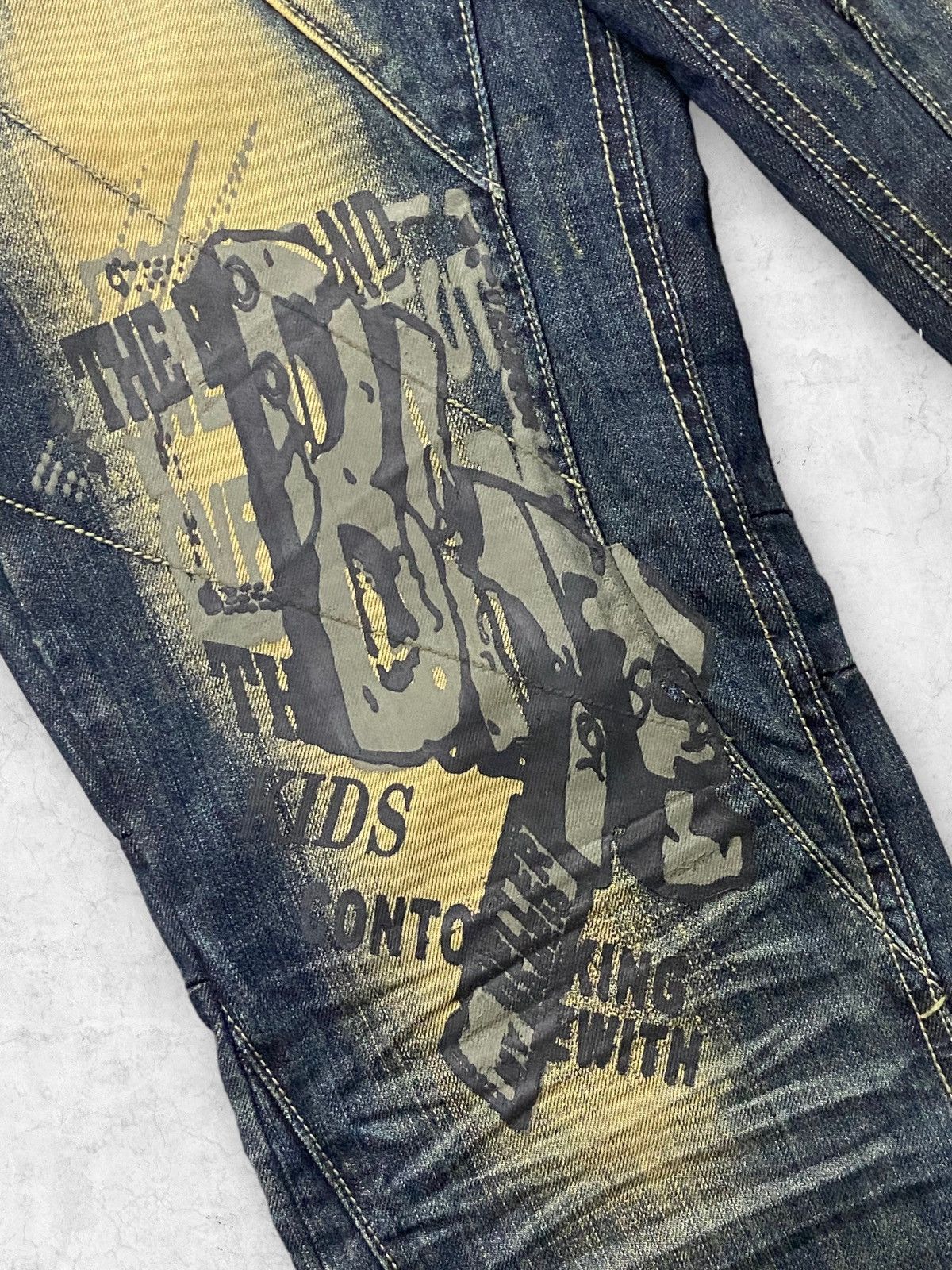 Japanese Brand Mushenghuo Japan Mud Wash Denim Pants With Belt Size US 32 / EU 48 - 6 Thumbnail
