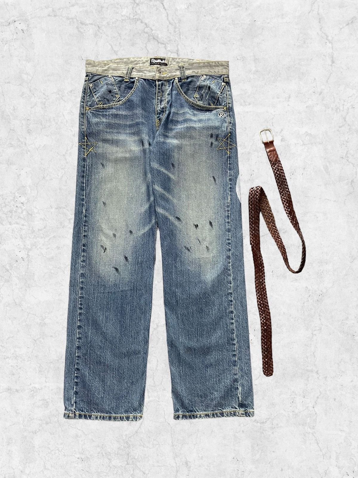 Japanese Brand × Vintage Vintage Designer RealBVoice Streetwear Baggy Denim With Belt Size US 34 / EU 50 - 3 Thumbnail