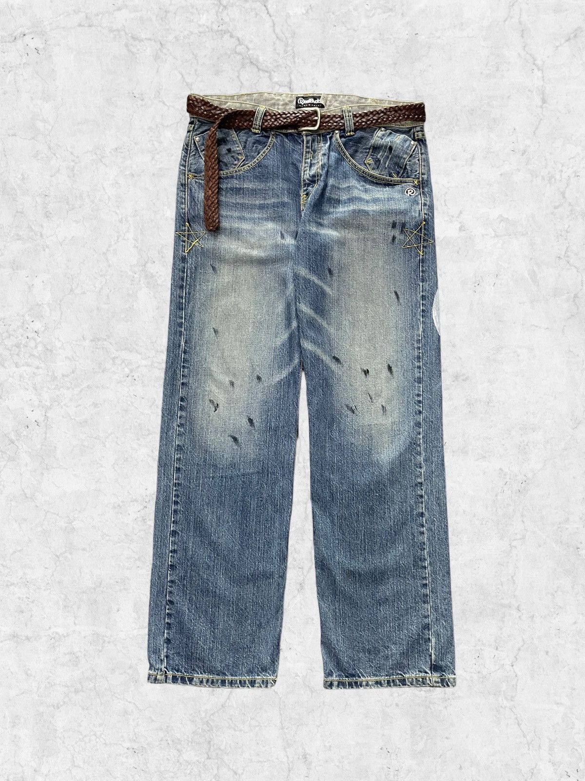 Japanese Brand × Vintage Vintage Designer RealBVoice Streetwear Baggy Denim With Belt Size US 34 / EU 50 - 2 Thumbnail