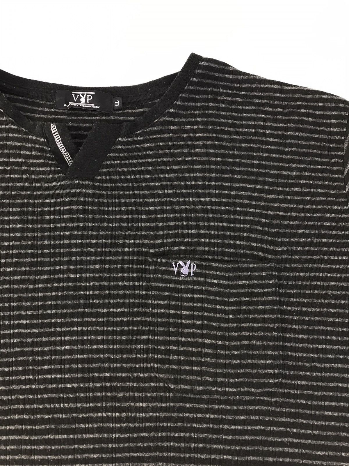 Playboy × Vintage Vtg Playboy Singgle Pocket Design Striped Tee Style Size US L / EU 52-54 / 3 - 4 Thumbnail