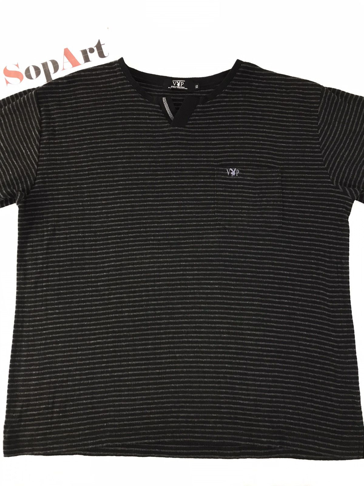 Playboy × Vintage Vtg Playboy Singgle Pocket Design Striped Tee Style Size US L / EU 52-54 / 3 - 3 Thumbnail
