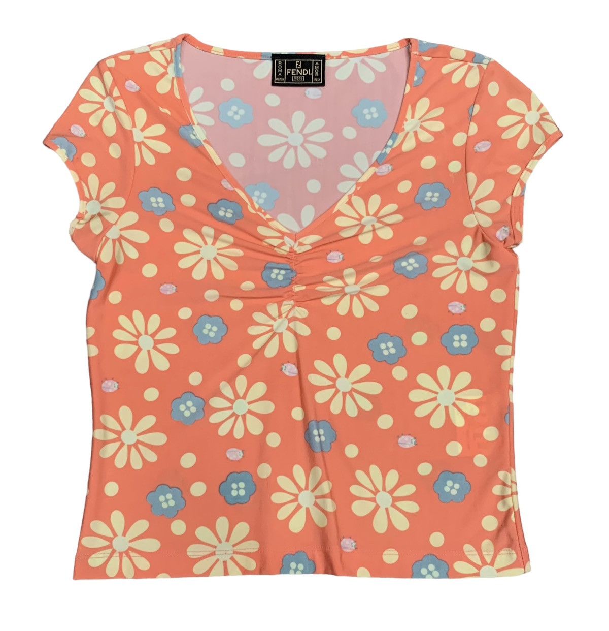 Rare Design Vintage Brand Fendi Floral T-shirt 1990s
