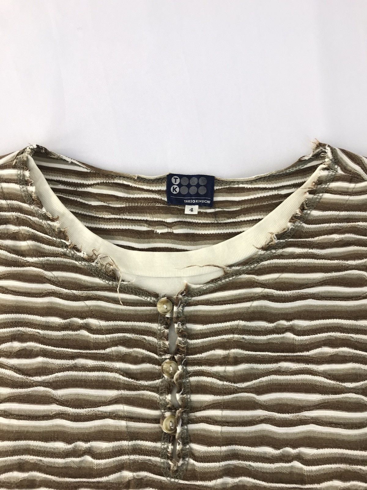 Takeo Kikuchi × Vintage Vintage Takeo Kikuchi Double Neck Design Striped Style Size US L / EU 52-54 / 3 - 4 Thumbnail