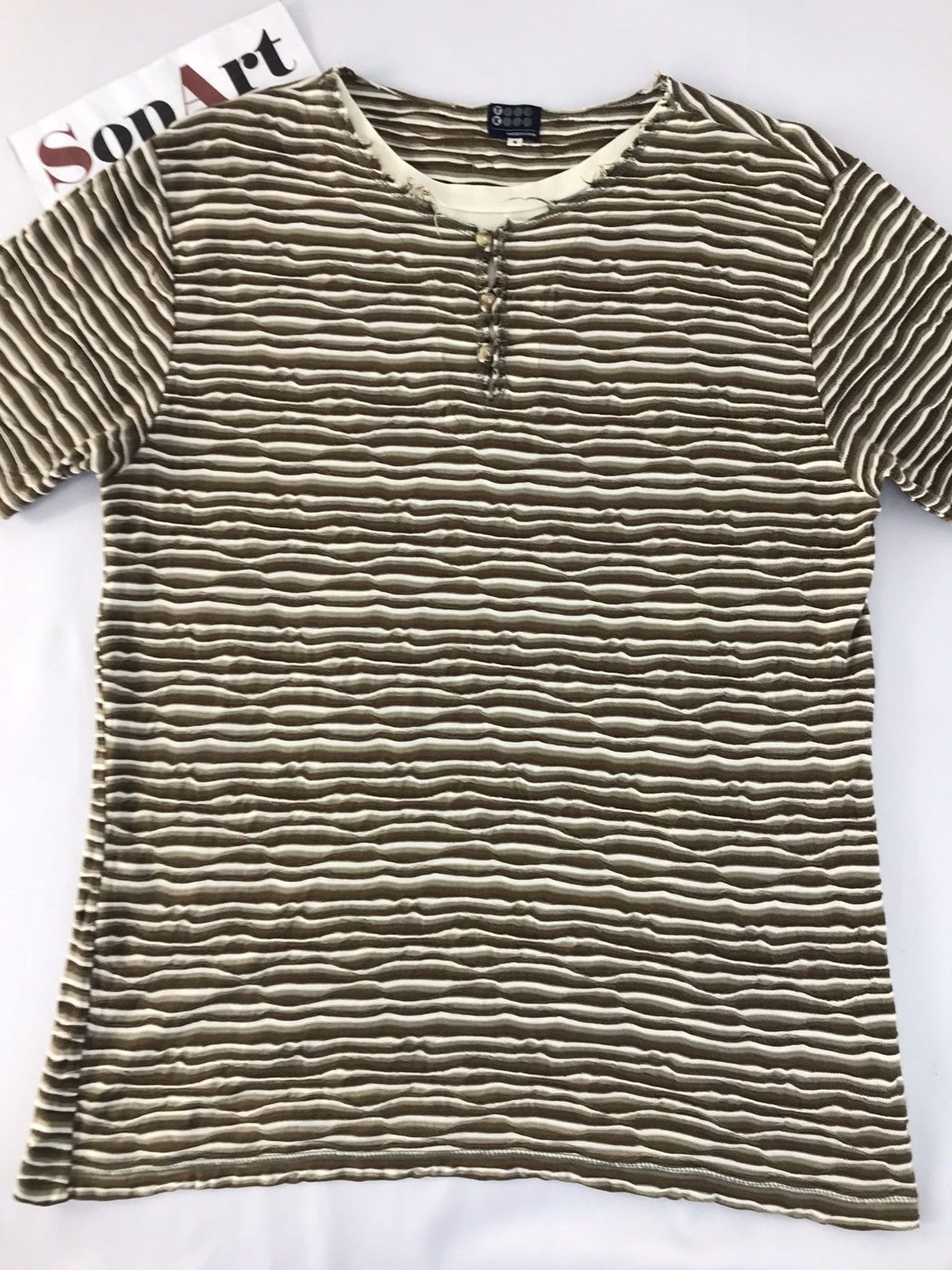 Takeo Kikuchi × Vintage Vintage Takeo Kikuchi Double Neck Design Striped Style Size US L / EU 52-54 / 3 - 3 Thumbnail
