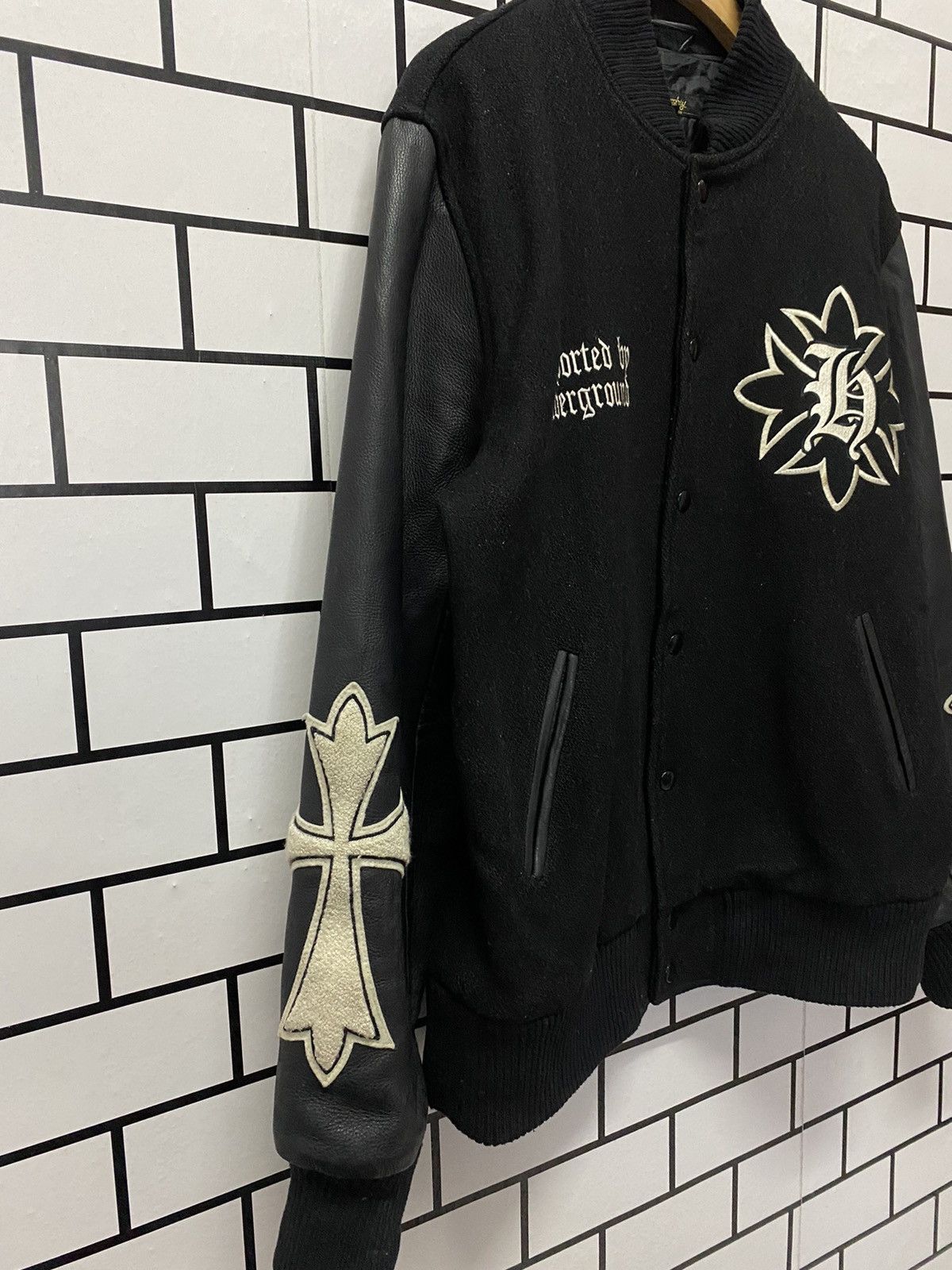 Japanese Brand Vintage Haughty Japan Cross Skull Leather Varsity Jacket Size US L / EU 52-54 / 3 - 13 Thumbnail
