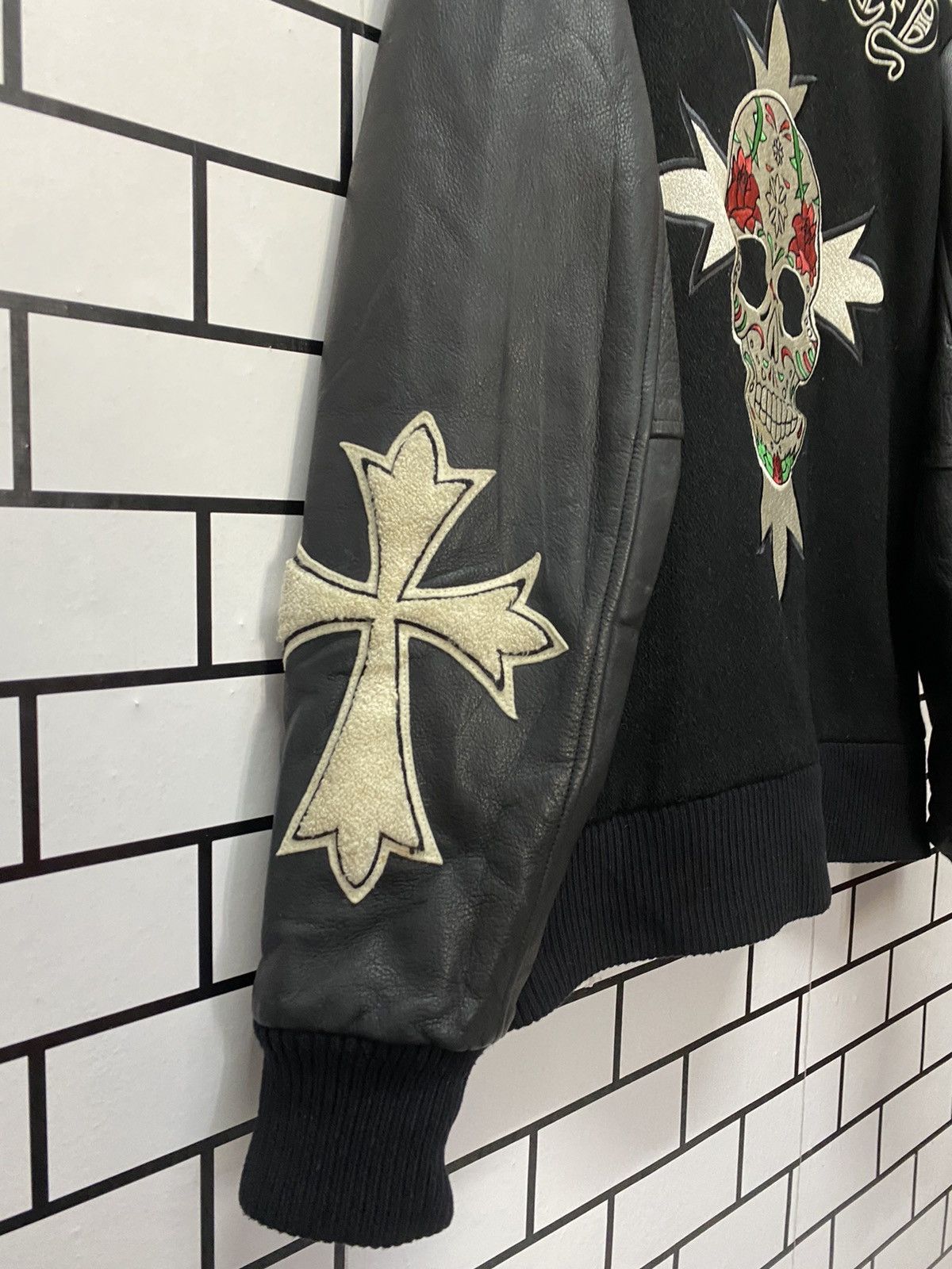 Japanese Brand Vintage Haughty Japan Cross Skull Leather Varsity Jacket Size US L / EU 52-54 / 3 - 8 Thumbnail