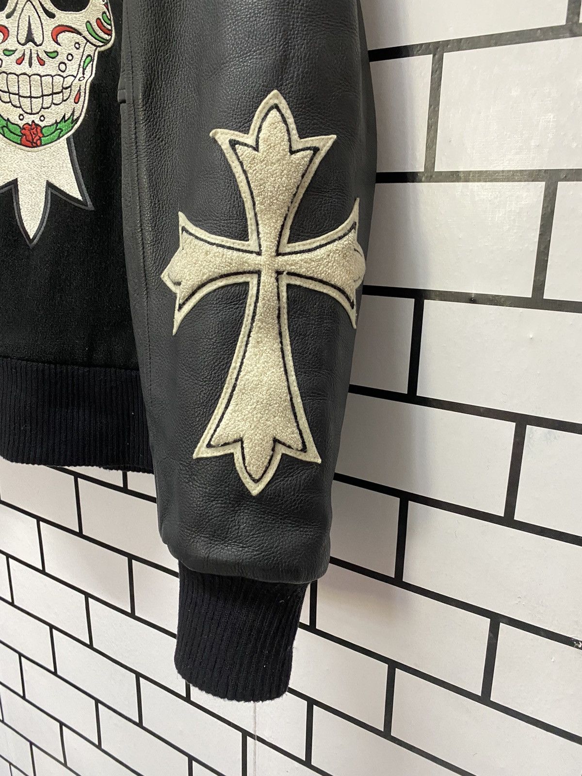Japanese Brand Vintage Haughty Japan Cross Skull Leather Varsity Jacket Size US L / EU 52-54 / 3 - 7 Thumbnail