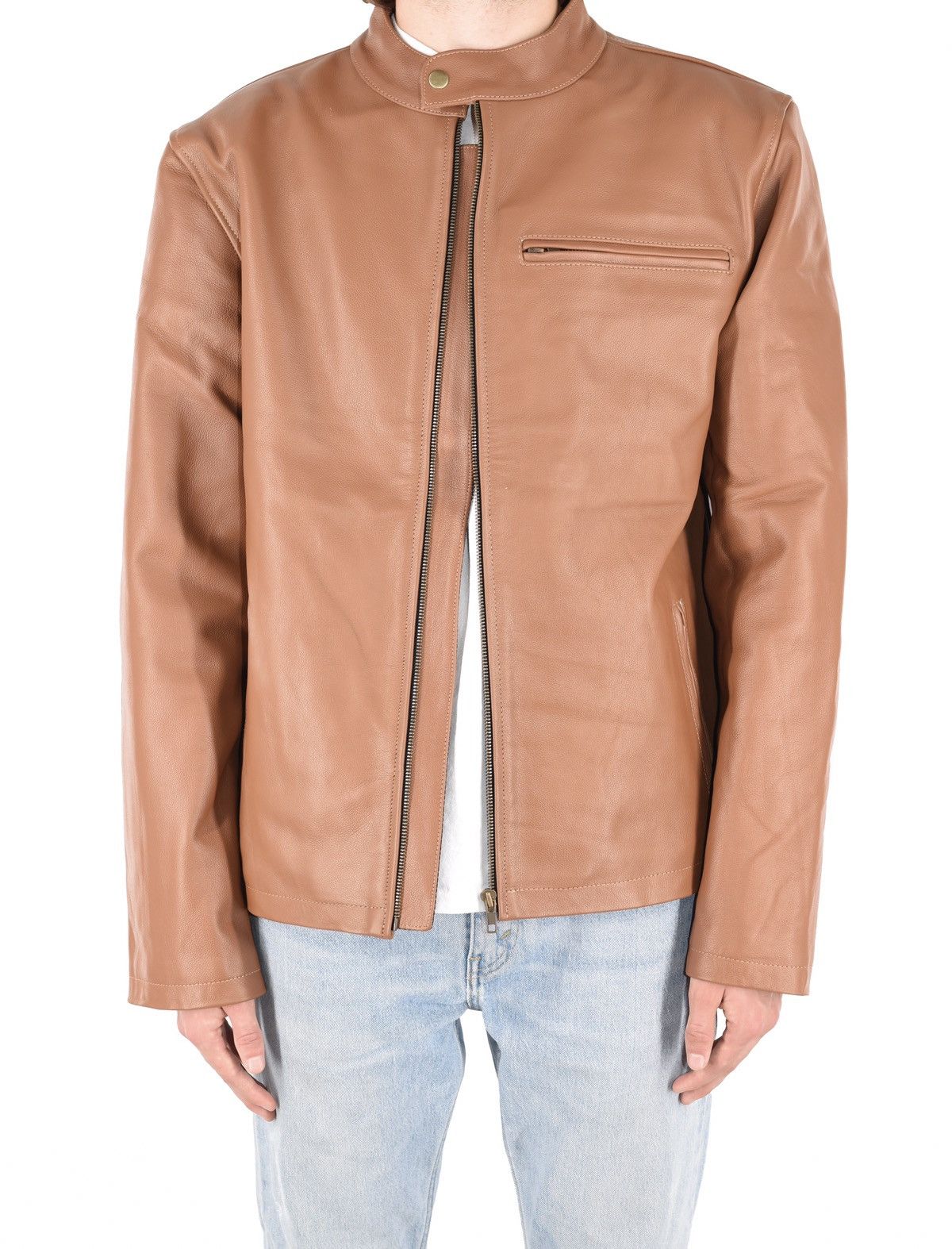 Genuine Leather Cafe Racer Leather Jacket Mocha Size US S / EU 44-46 / 1 - 1 Thumbnail
