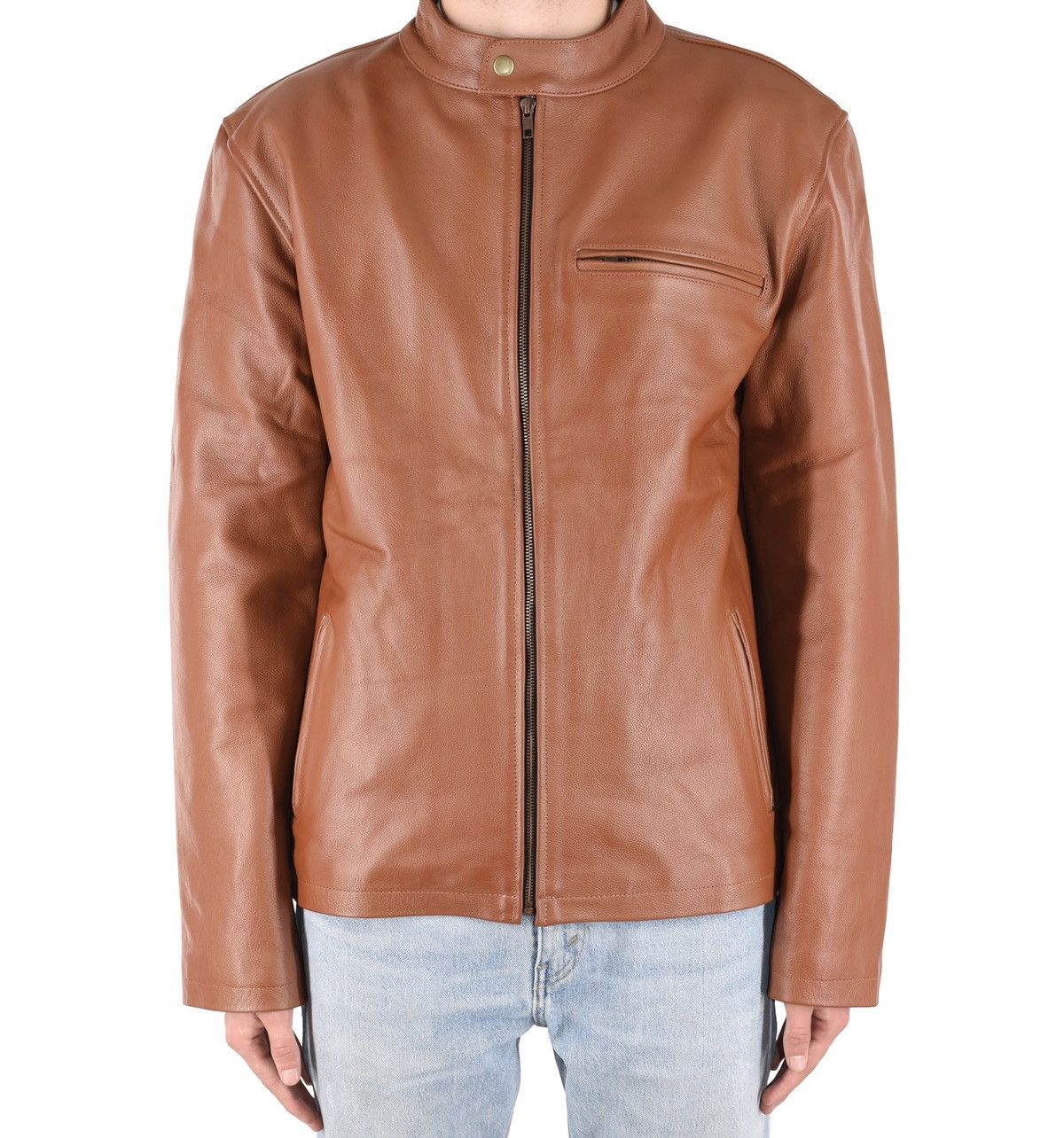 Cafe Racer Leather Jacket Brown
