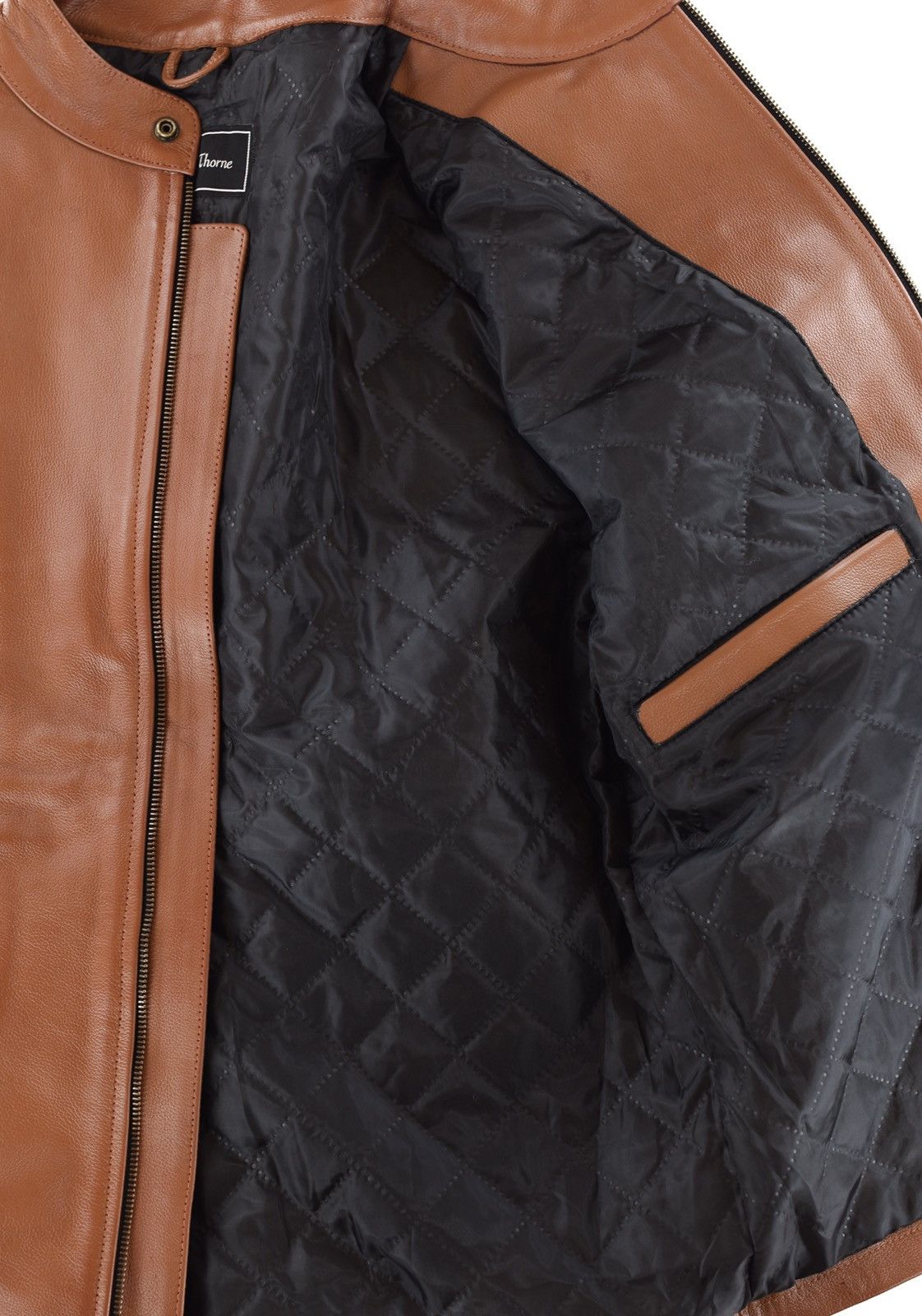 Genuine Leather Cafe Racer Leather Jacket Brown Size US S / EU 44-46 / 1 - 8 Thumbnail