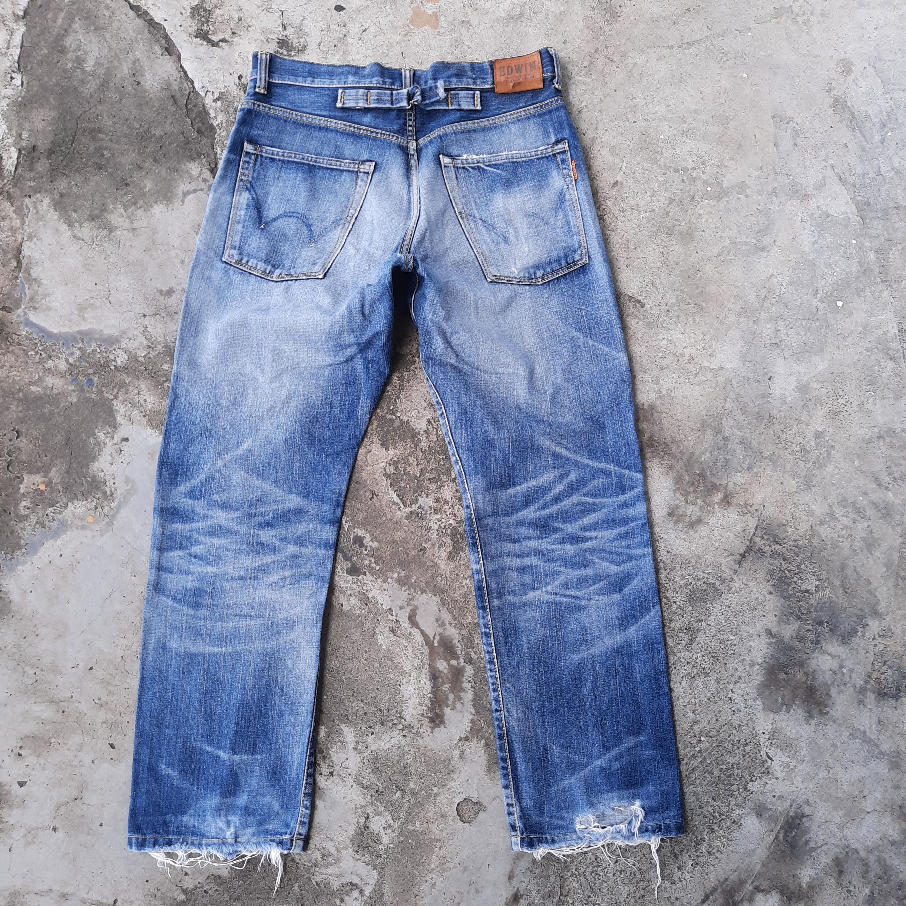 Edwin × Japanese Brand Edwin 505z Selvedge Buckle Distressed Denim Size US 33 - 1 Thumbnail