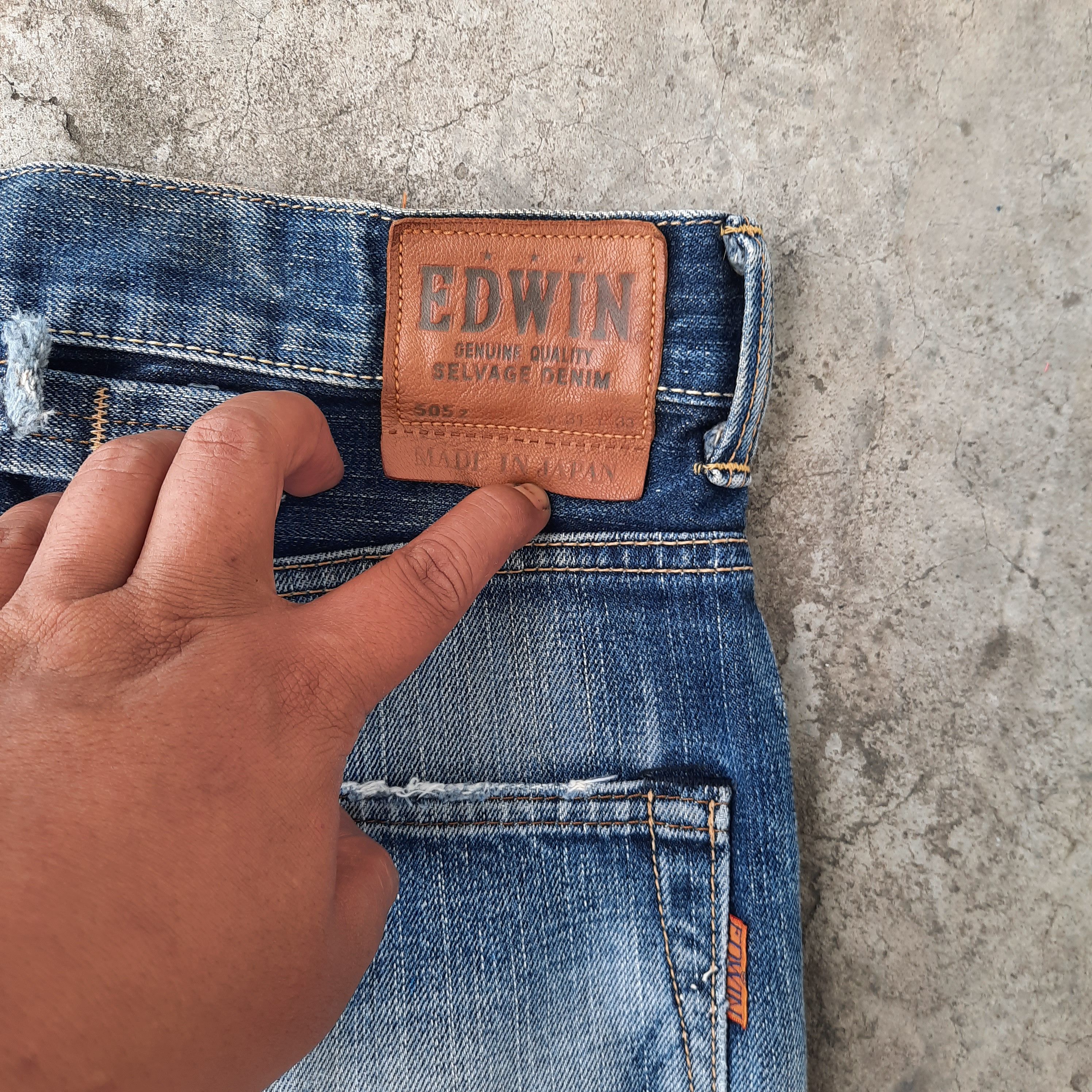 Edwin × Japanese Brand Edwin 505z Selvedge Buckle Distressed Denim Size US 33 - 3 Thumbnail