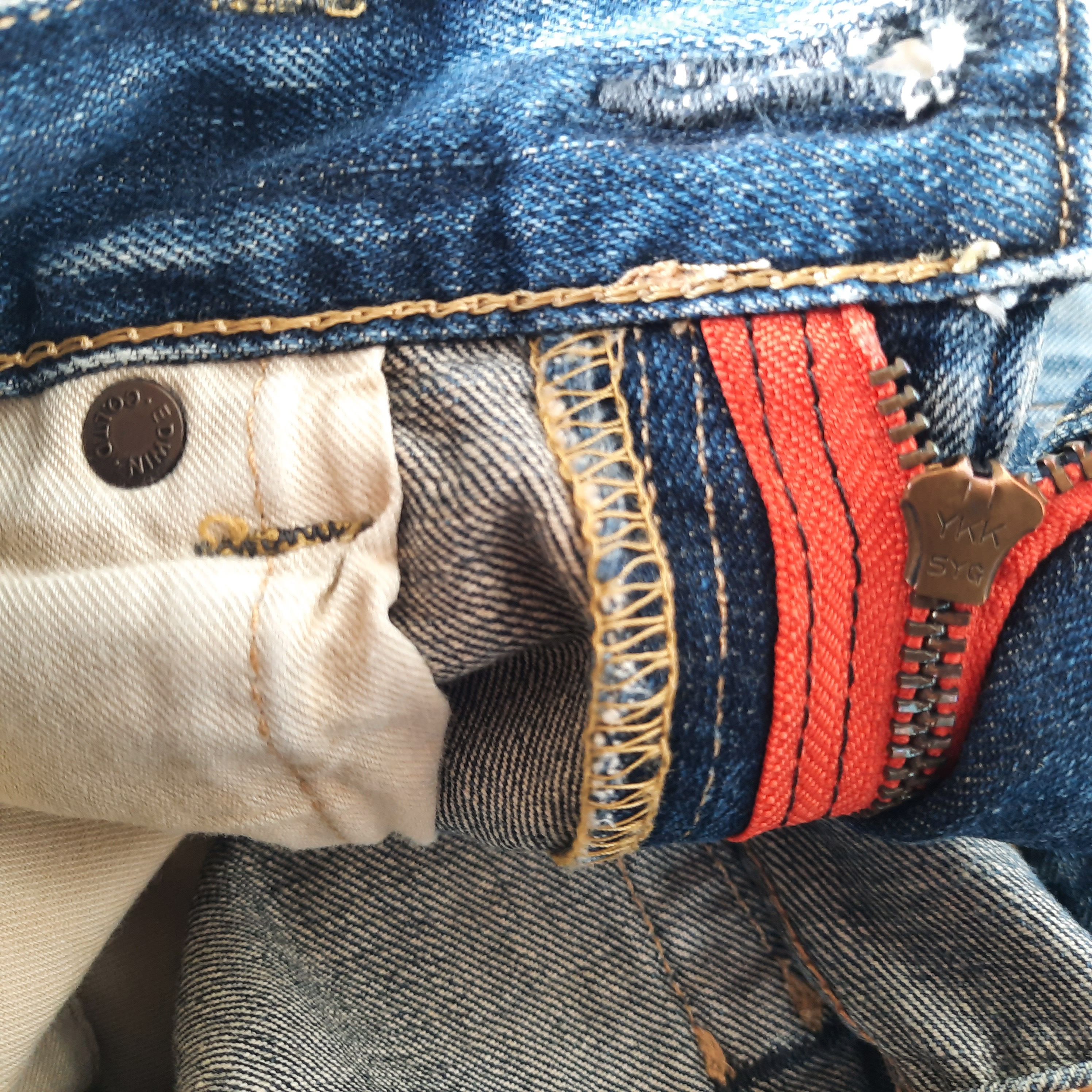 Edwin × Japanese Brand Edwin 505z Selvedge Buckle Distressed Denim Size US 33 - 9 Thumbnail