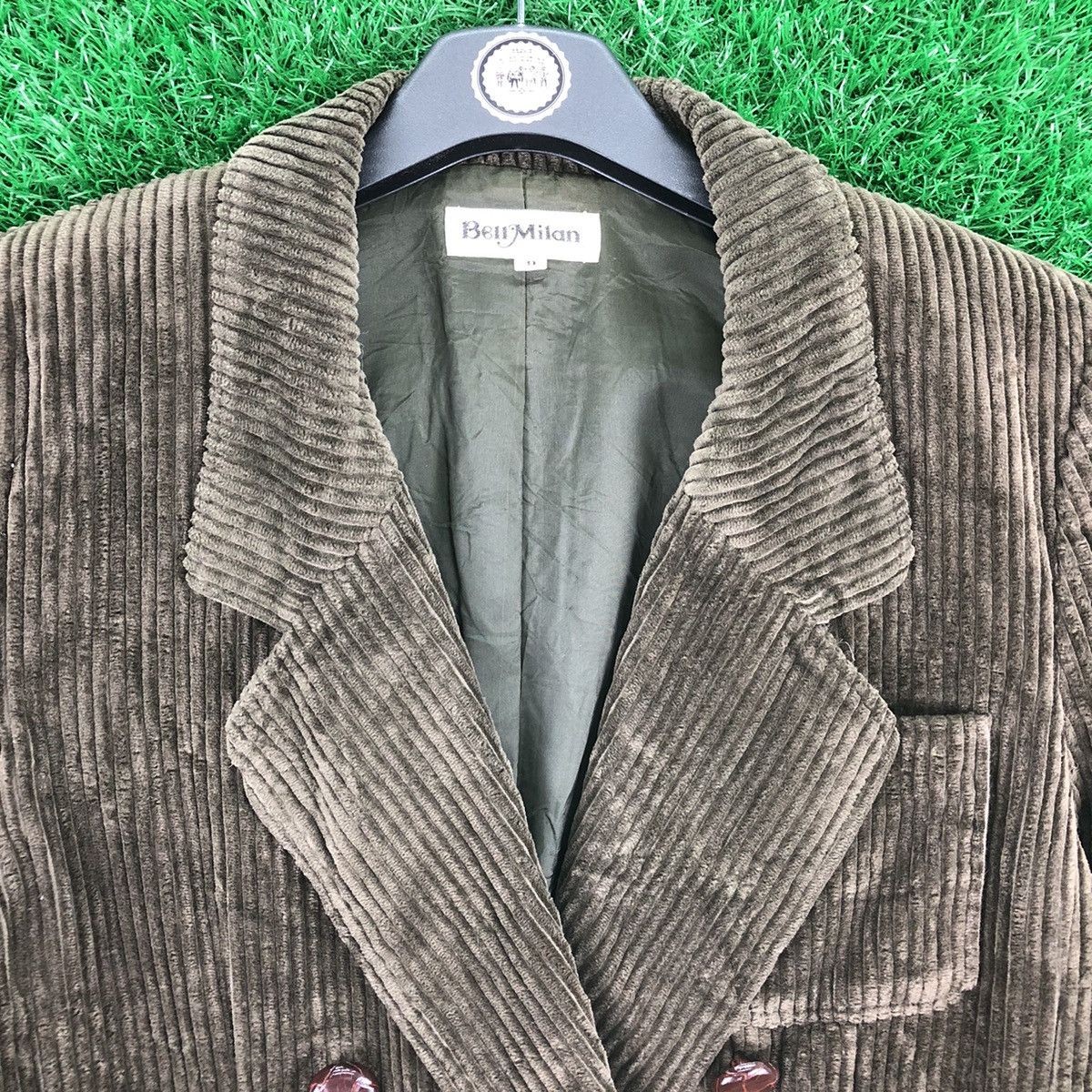 Japanese Brand Vintage Coduroy Pea Coat Double Breasted by Bell Milan Size US S / EU 44-46 / 1 - 7 Thumbnail
