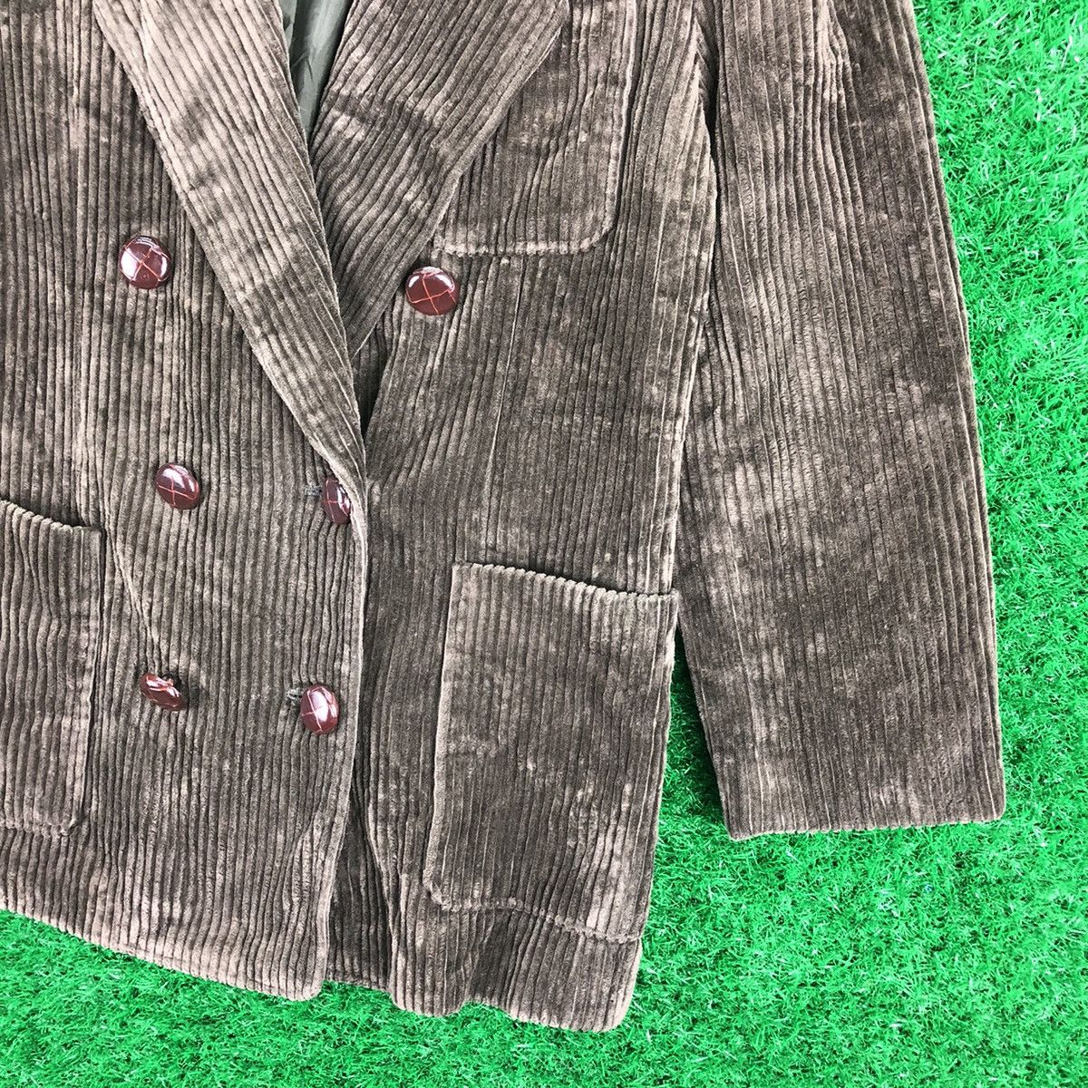 Japanese Brand Vintage Coduroy Pea Coat Double Breasted by Bell Milan Size US S / EU 44-46 / 1 - 3 Thumbnail