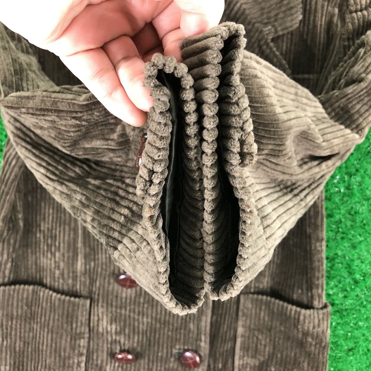 Japanese Brand Vintage Coduroy Pea Coat Double Breasted by Bell Milan Size US S / EU 44-46 / 1 - 10 Thumbnail