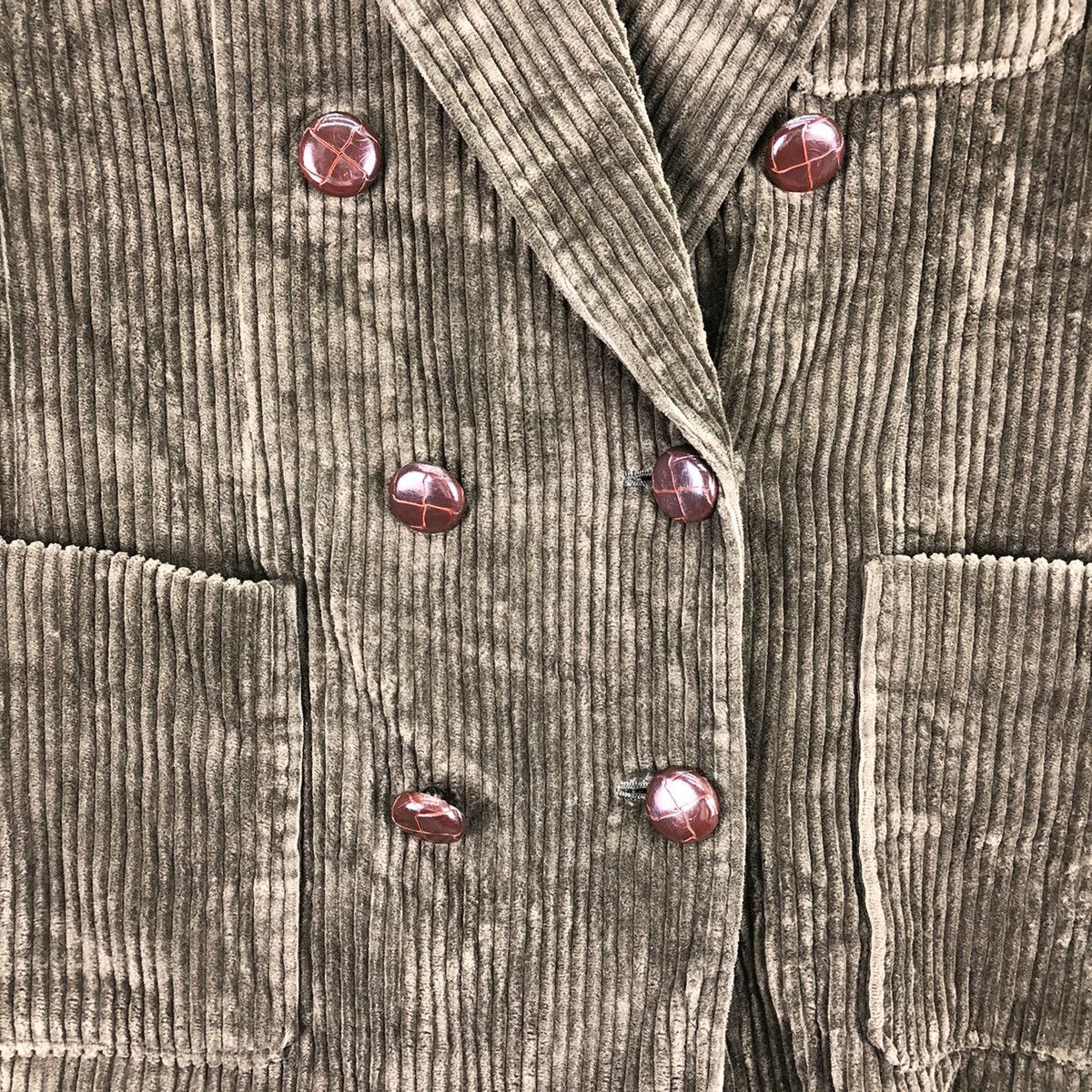 Japanese Brand Vintage Coduroy Pea Coat Double Breasted by Bell Milan Size US S / EU 44-46 / 1 - 8 Thumbnail