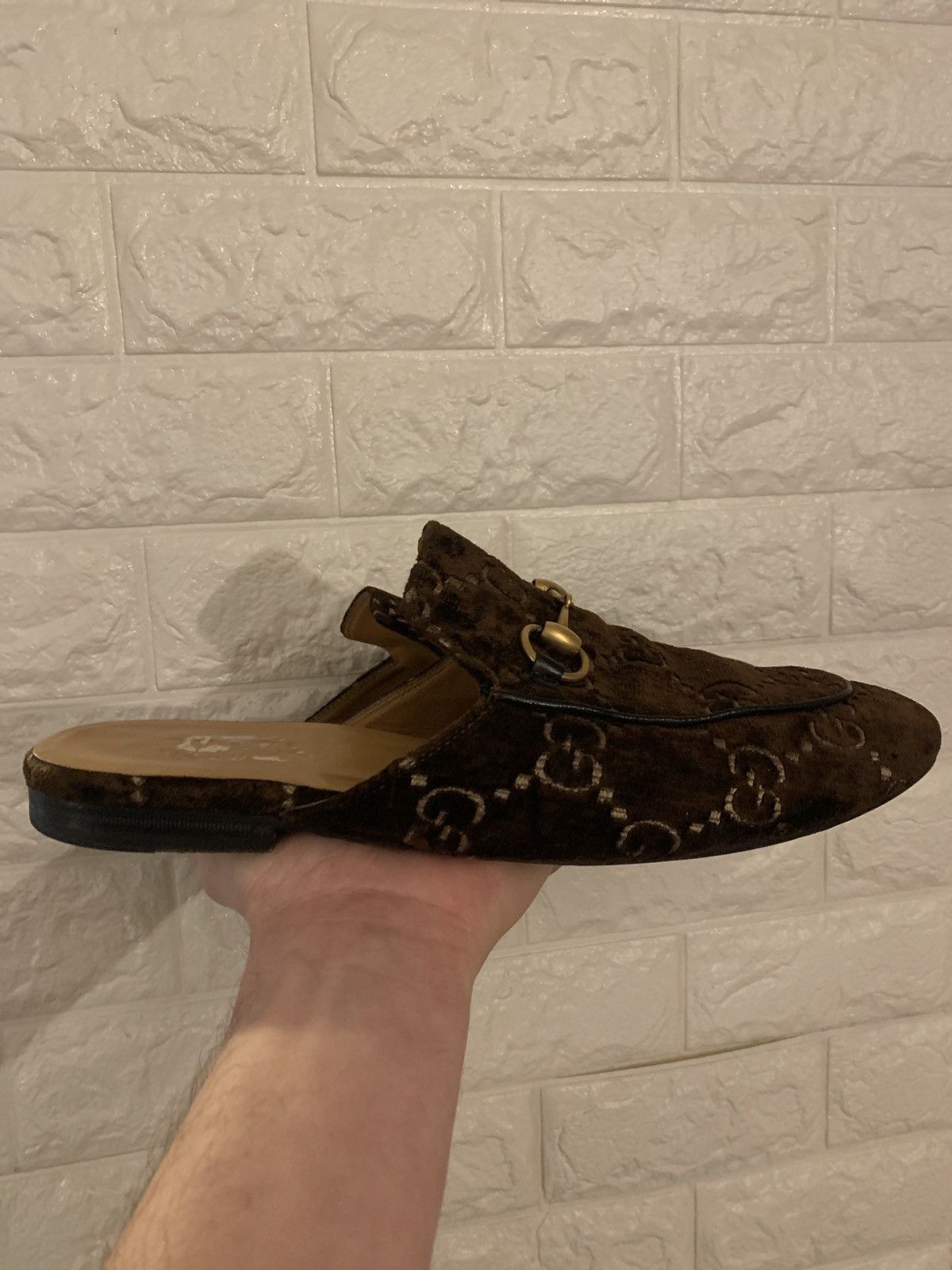 Gucci Velvet Chocolate GG slippers Size US 9.5 / EU 42-43 - 8 Thumbnail