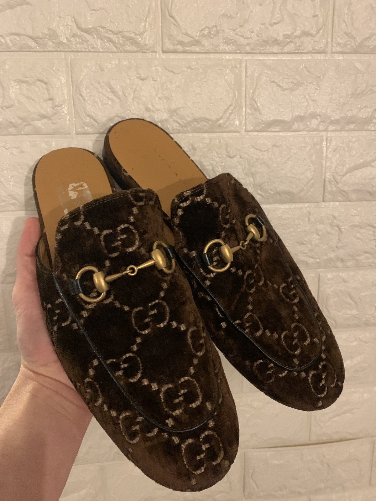Gucci Velvet Chocolate GG slippers Size US 9.5 / EU 42-43 - 9 Thumbnail