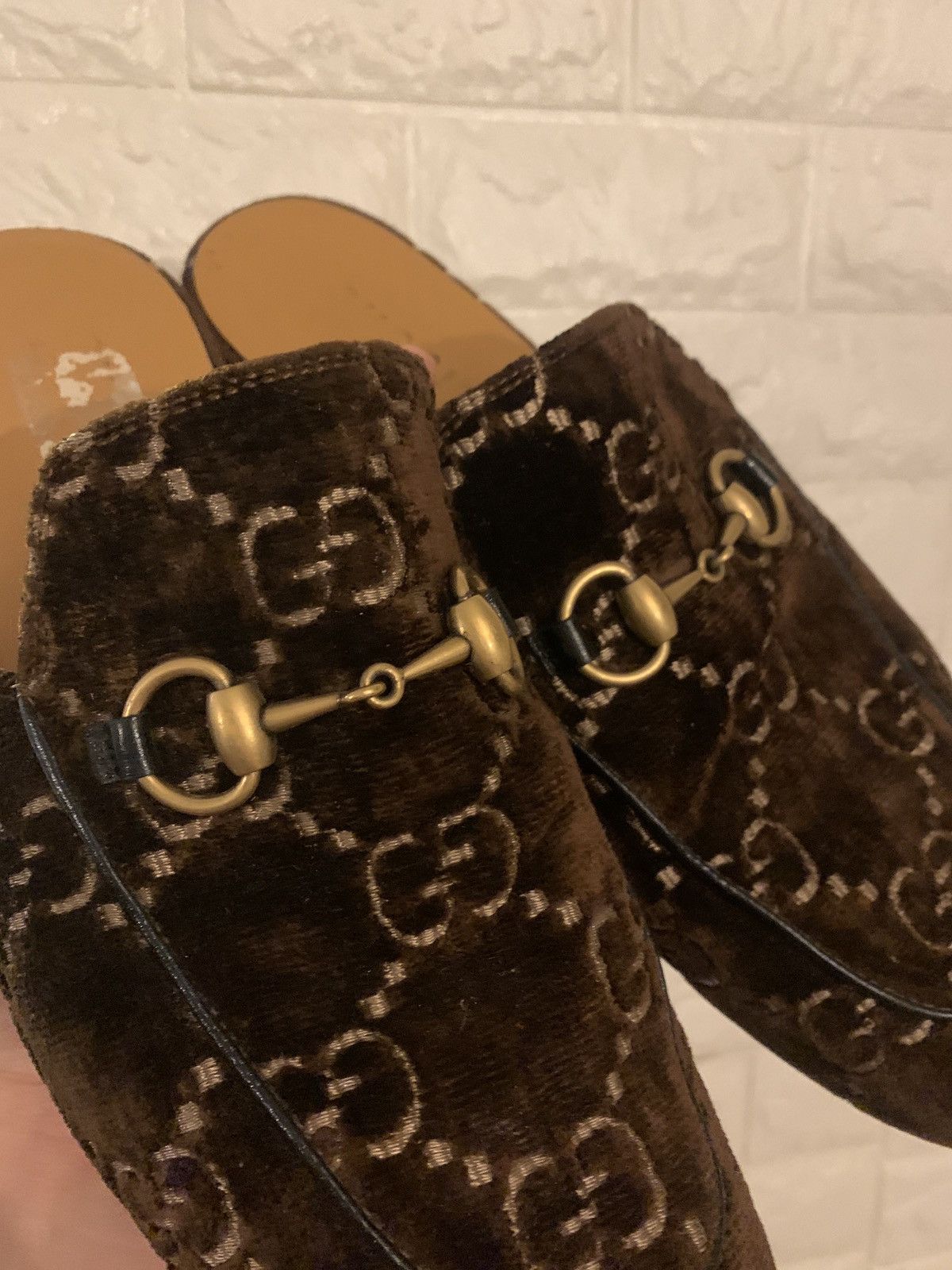Gucci Velvet Chocolate GG slippers Size US 9.5 / EU 42-43 - 3 Thumbnail