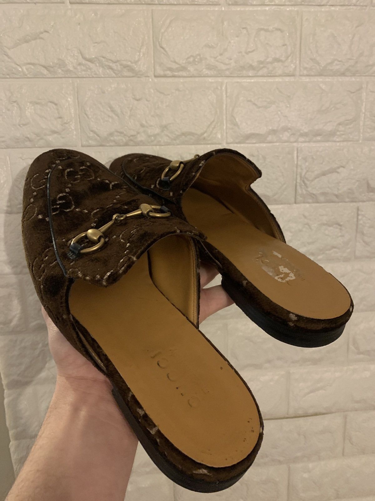 Gucci Velvet Chocolate GG slippers Size US 9.5 / EU 42-43 - 4 Thumbnail