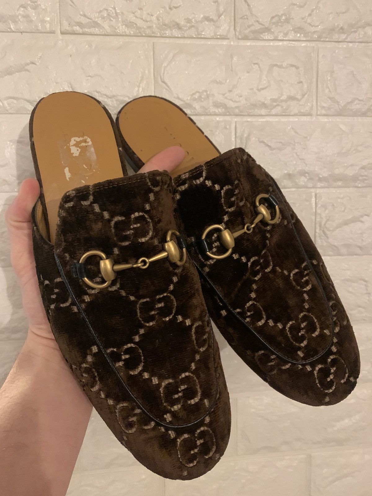 Gucci Velvet Chocolate GG slippers Size US 9.5 / EU 42-43 - 1 Thumbnail