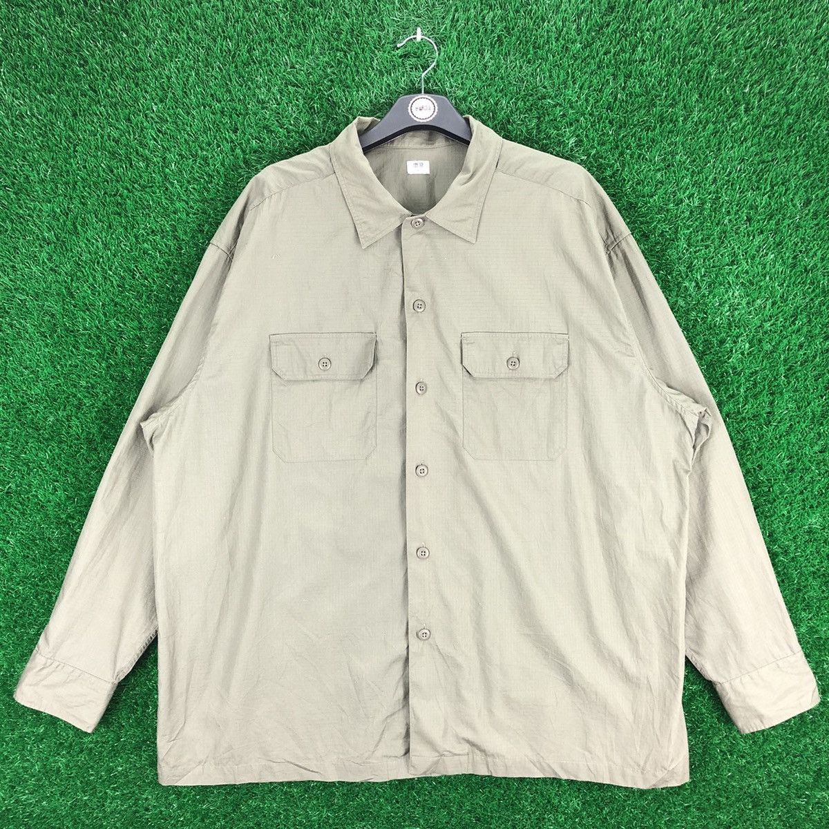 image of Uniqlo OG Shirt Military Style Ripstop Poplin in Olive Green, Men's (Size 2XL)