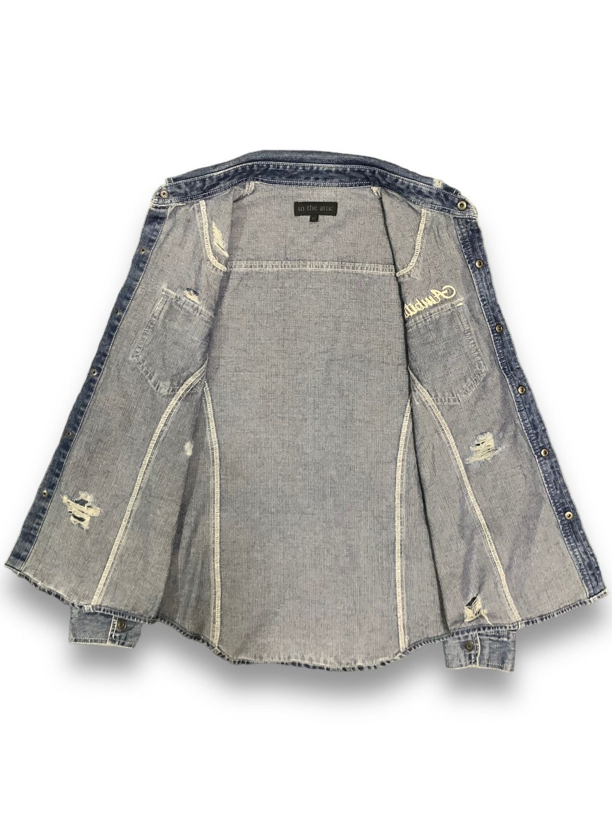 In The Attic In The Attic Button Up Distressed Punk Style Denim Shirt Size US S / EU 44-46 / 1 - 3 Thumbnail