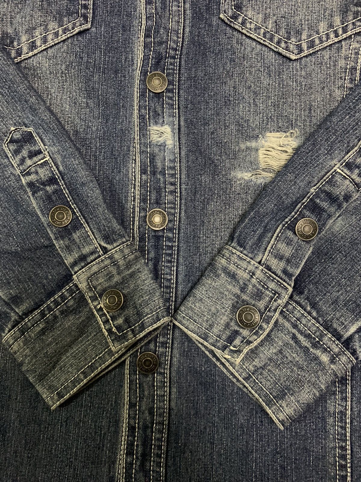 In The Attic In The Attic Button Up Distressed Punk Style Denim Shirt Size US S / EU 44-46 / 1 - 11 Thumbnail