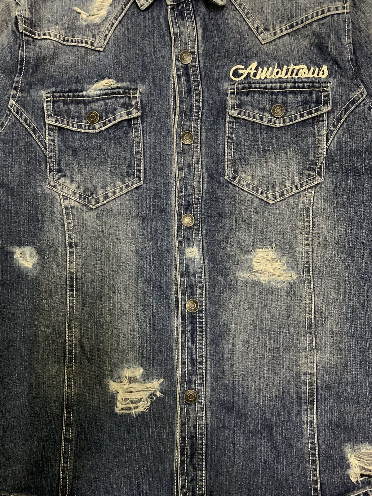 In The Attic In The Attic Button Up Distressed Punk Style Denim Shirt Size US S / EU 44-46 / 1 - 9 Thumbnail