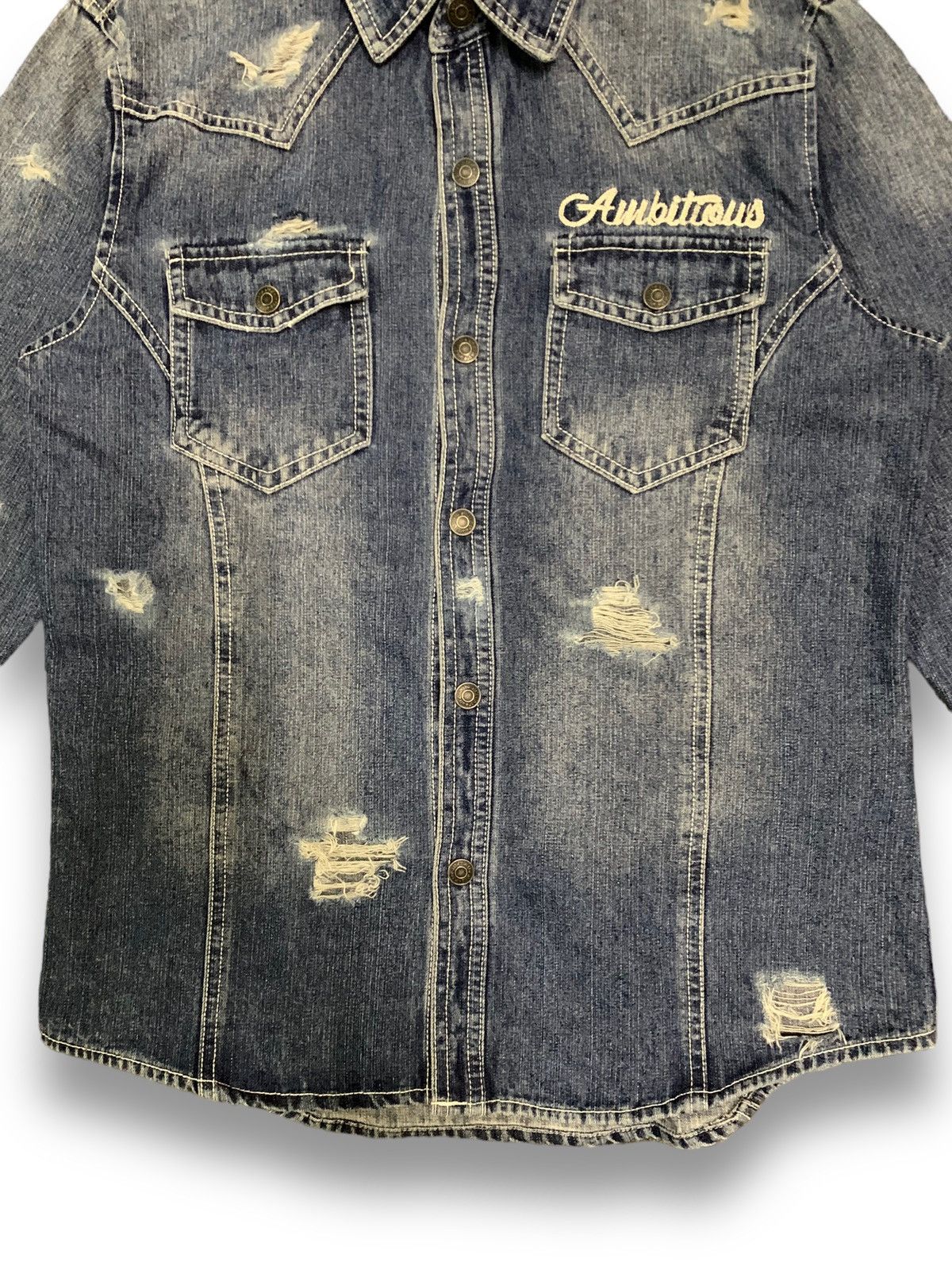 In The Attic In The Attic Button Up Distressed Punk Style Denim Shirt Size US S / EU 44-46 / 1 - 10 Thumbnail