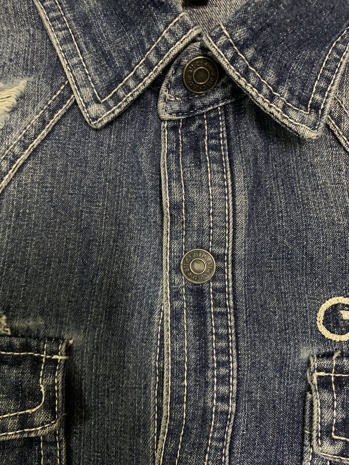 In The Attic In The Attic Button Up Distressed Punk Style Denim Shirt Size US S / EU 44-46 / 1 - 6 Thumbnail