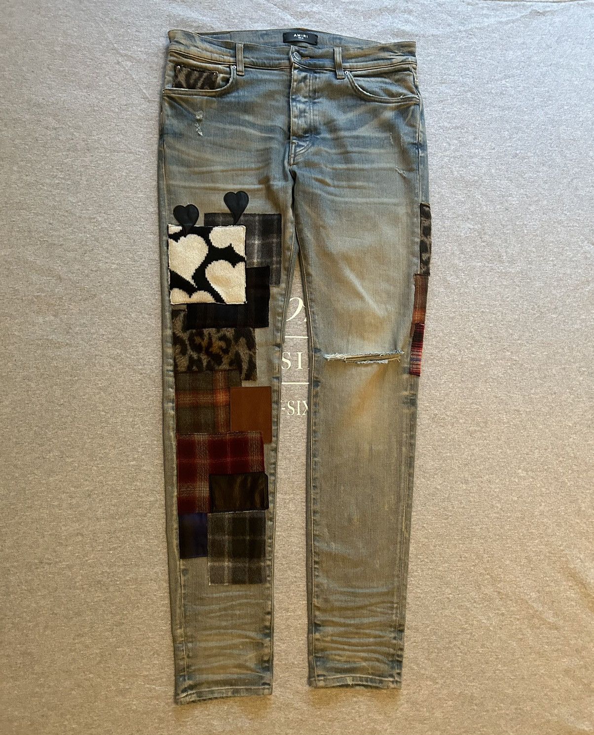 Jeans AMIRI Skinny Patchwork – Bleu Indigo, Taille Normale, Neuf Avec étiquettes