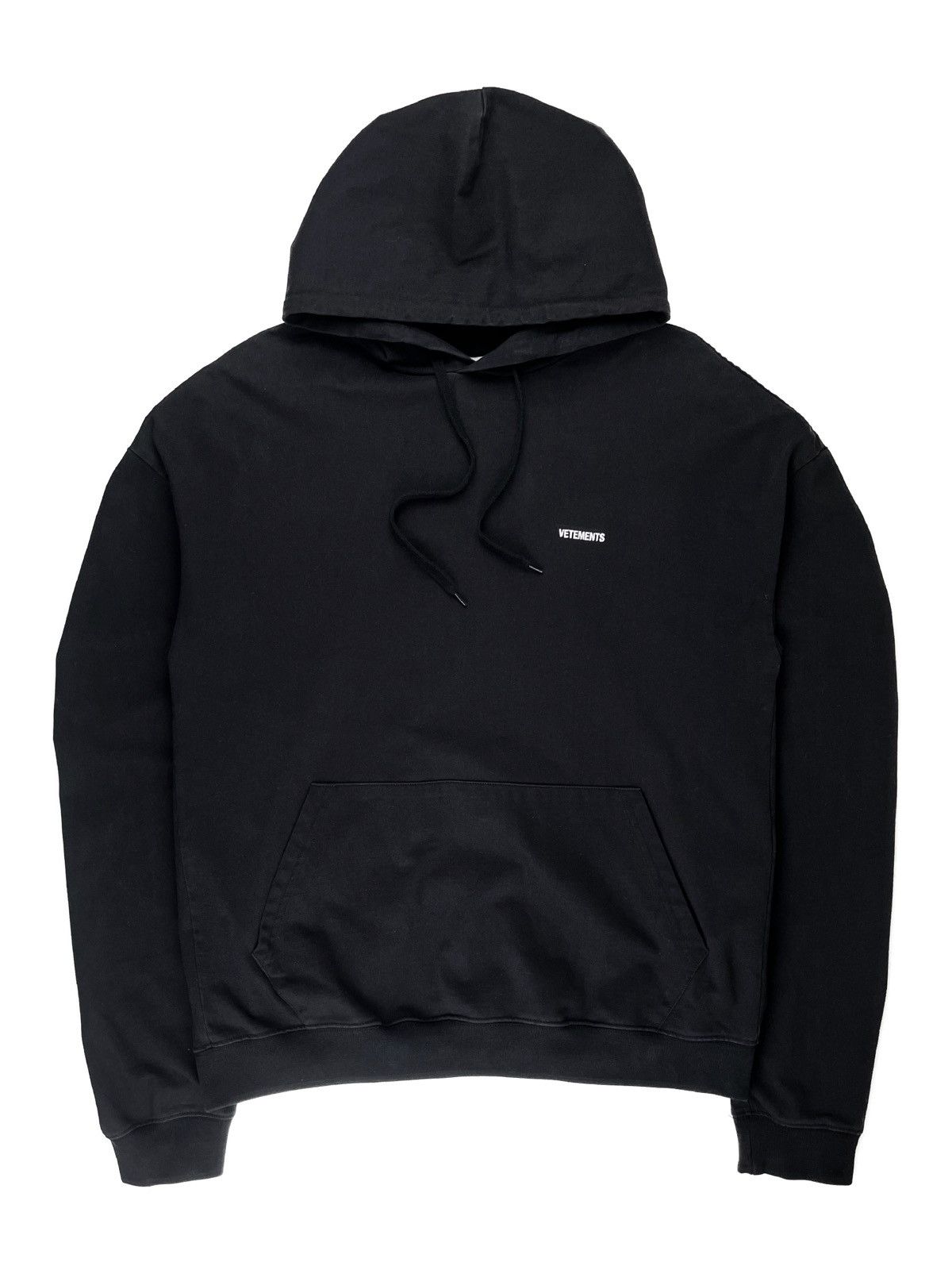 image of Ss18 Vetements Embroidered Logo Oversized Hoodie Black, Men's (Size Small)