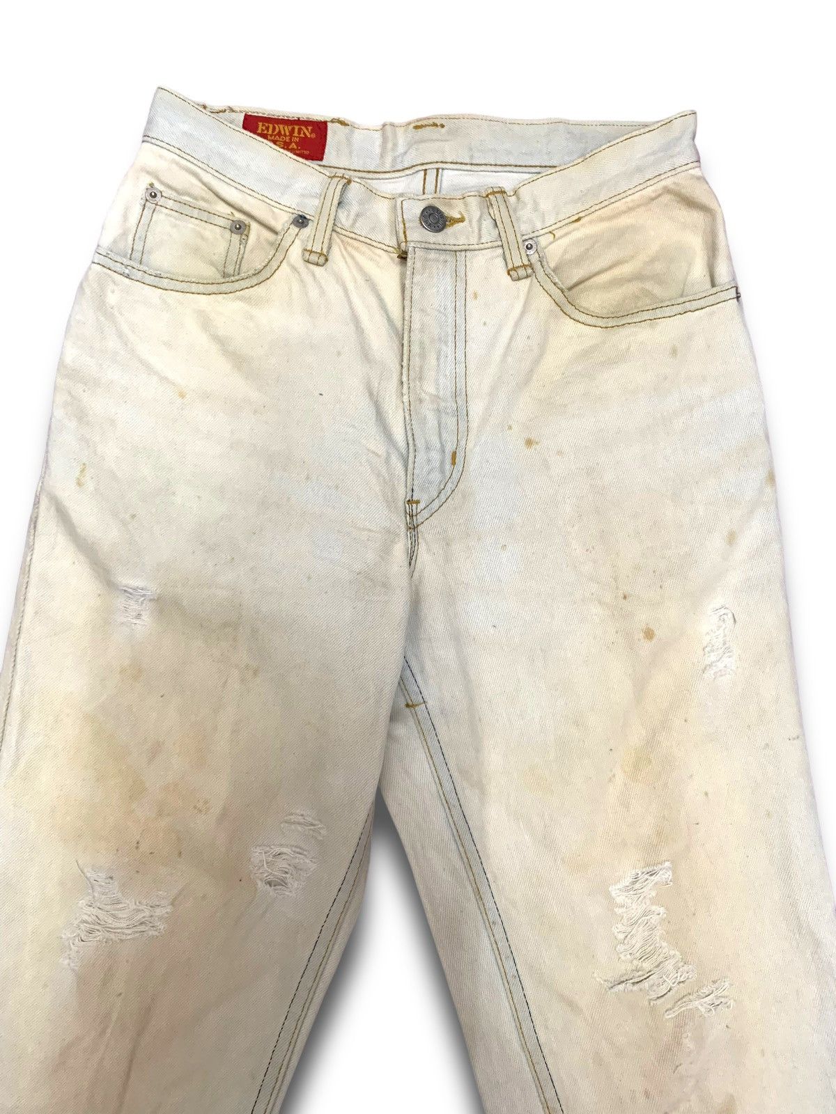 Edwin Vintage Edwin 80s Distressed White Denim Size US 28 / EU 44 - 3 Thumbnail