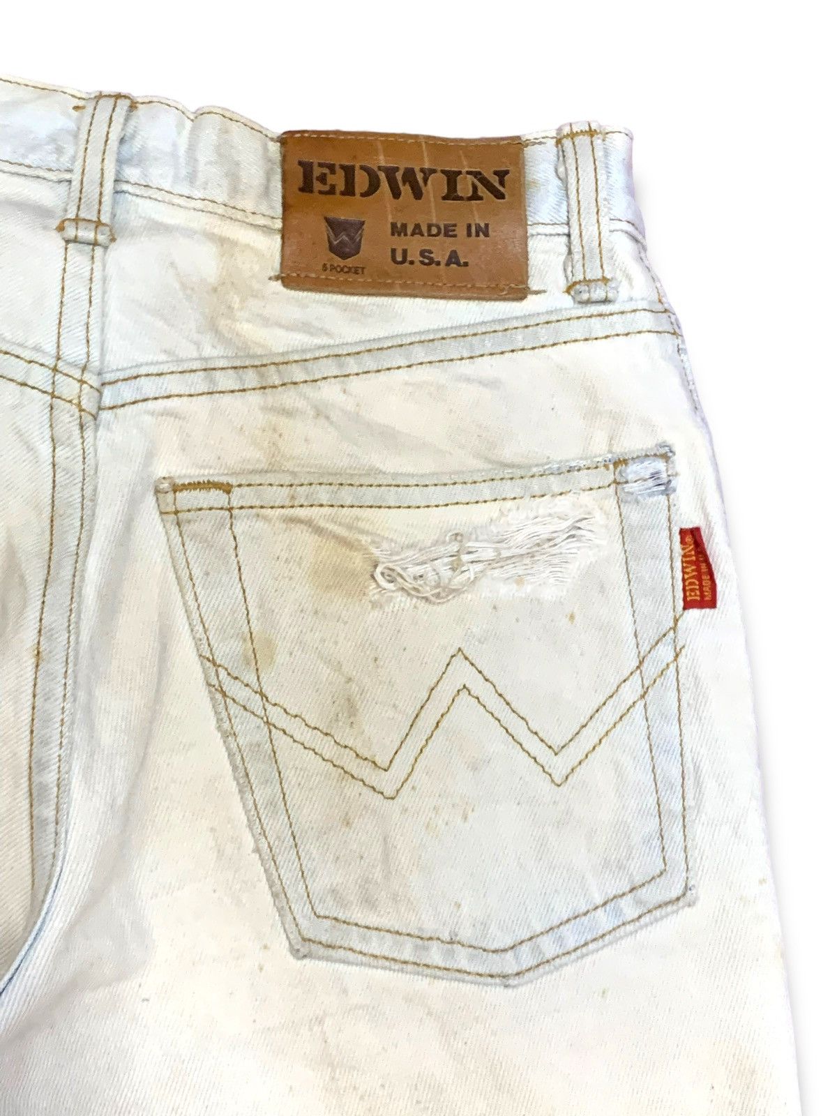 Edwin Vintage Edwin 80s Distressed White Denim Size US 28 / EU 44 - 7 Thumbnail