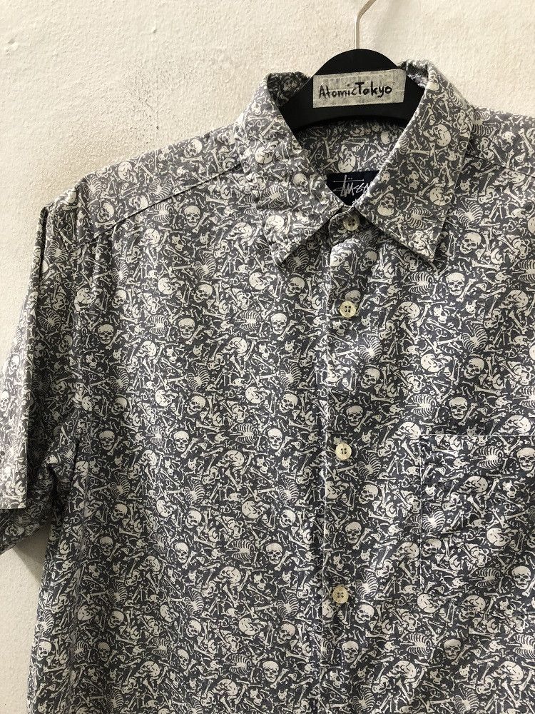 Stussy 👉🔥 Stussy Made in Usa All Printed Skeletons Button Shirt Size US M / EU 48-50 / 2 - 6 Thumbnail