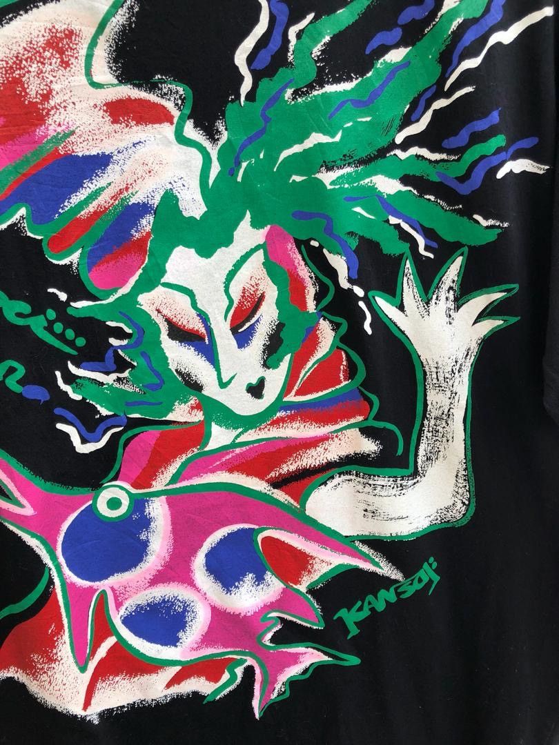 Kansai Yamamoto × Vintage 80s Kansai Yamamoto Kansai International Abstract Art Black Size US M / EU 48-50 / 2 - 2 Thumbnail