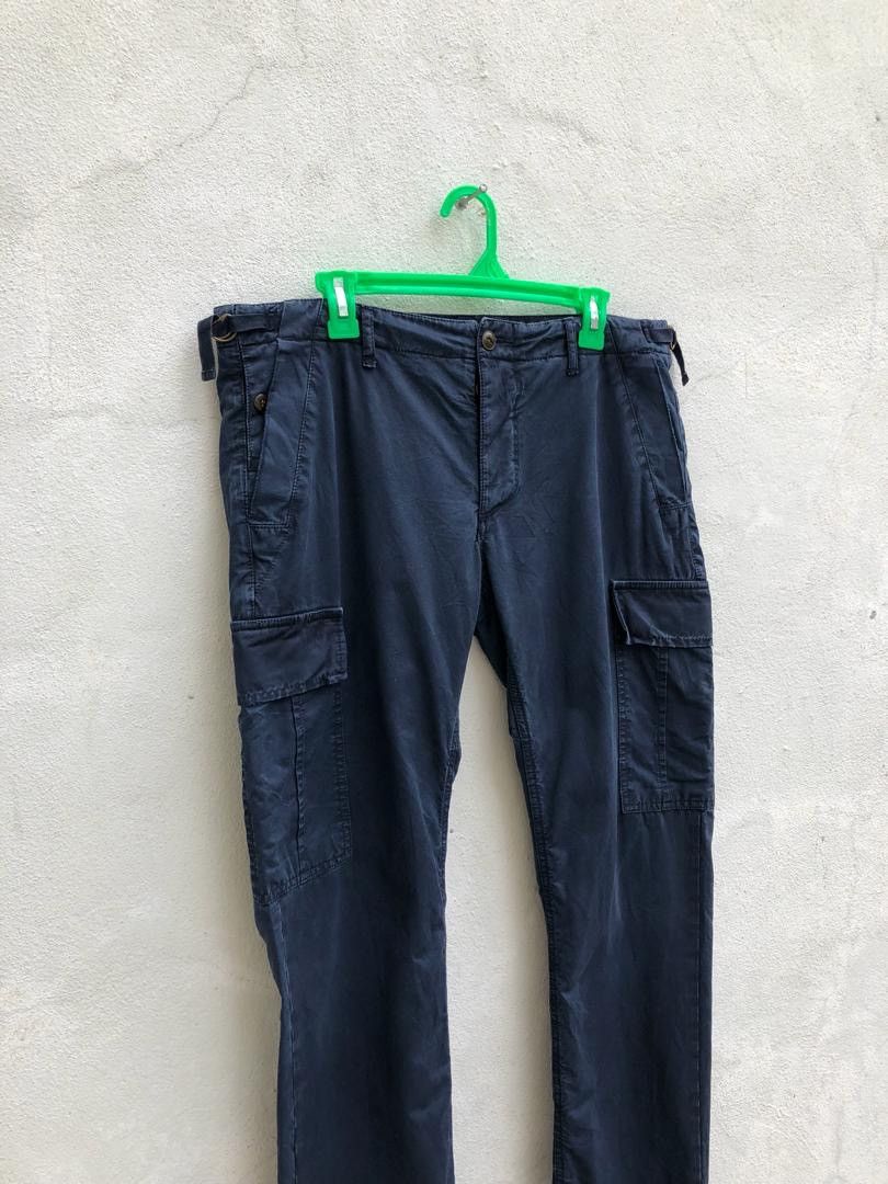Woolrich Woolen Mills Navy Blue Rips Distressed Cargo Trouser Pant Size US 33 - 2 Thumbnail