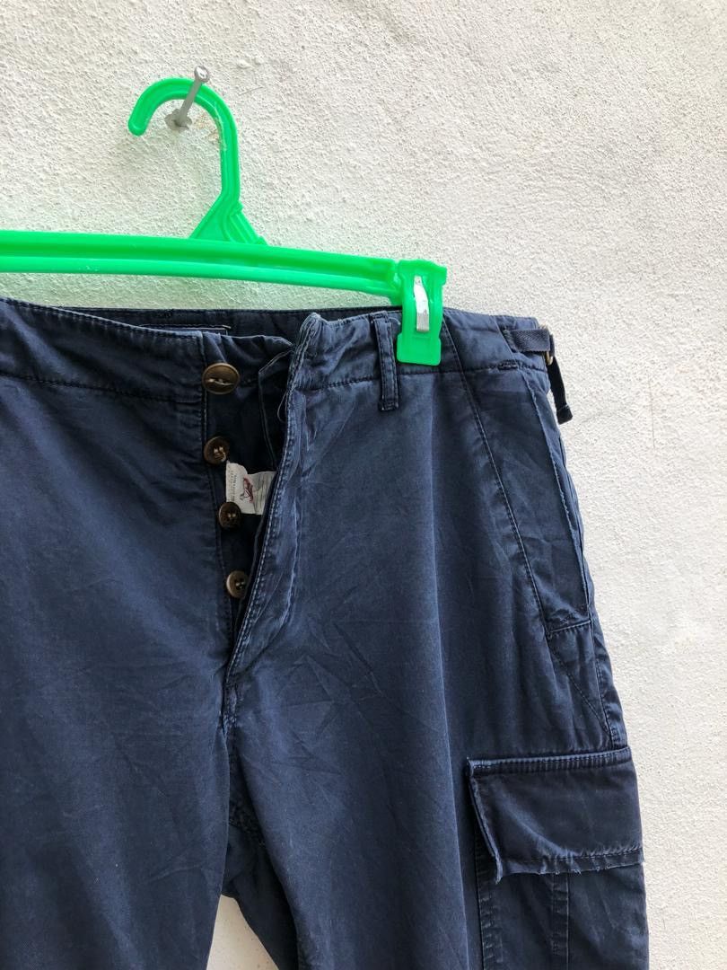 Woolrich Woolen Mills Navy Blue Rips Distressed Cargo Trouser Pant Size US 33 - 4 Thumbnail