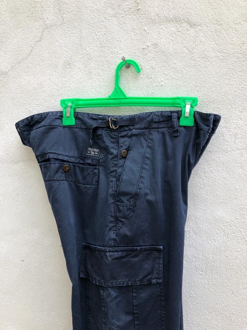 Woolrich Woolen Mills Navy Blue Rips Distressed Cargo Trouser Pant Size US 33 - 14 Thumbnail