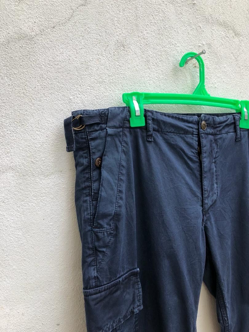 Woolrich Woolen Mills Navy Blue Rips Distressed Cargo Trouser Pant Size US 33 - 3 Thumbnail