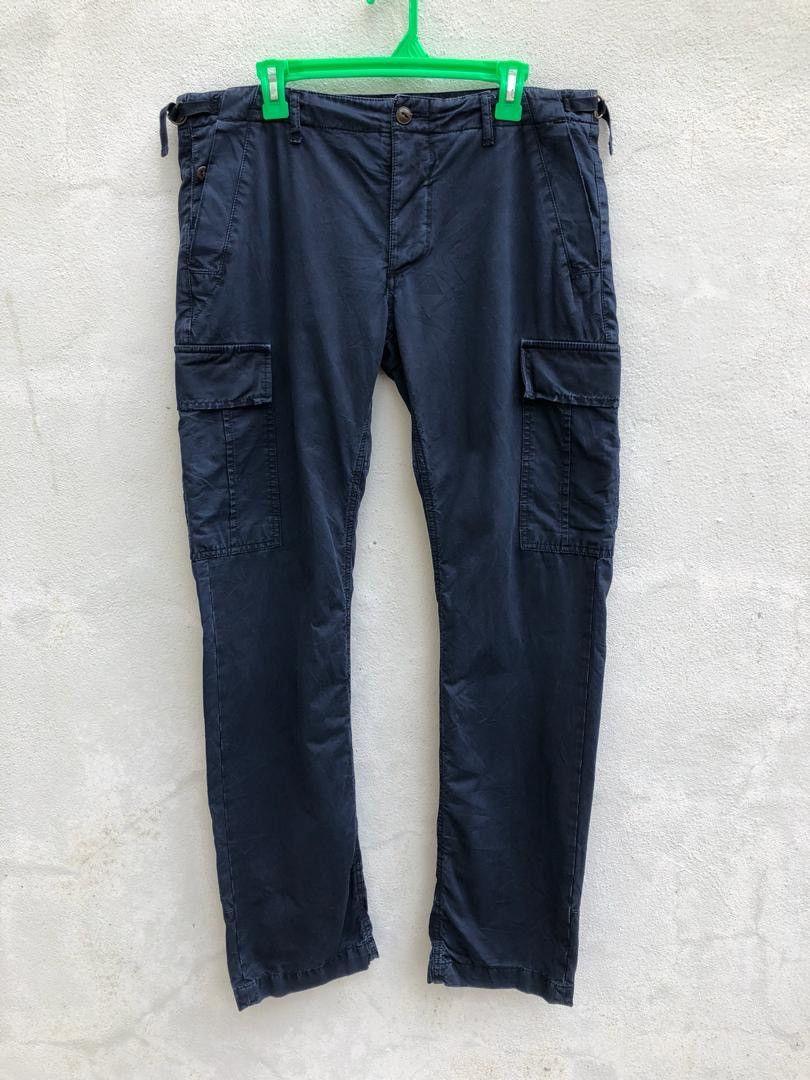 Woolrich Woolen Mills Navy Blue Rips Distressed Cargo Trouser Pant Size US 33 - 1 Thumbnail