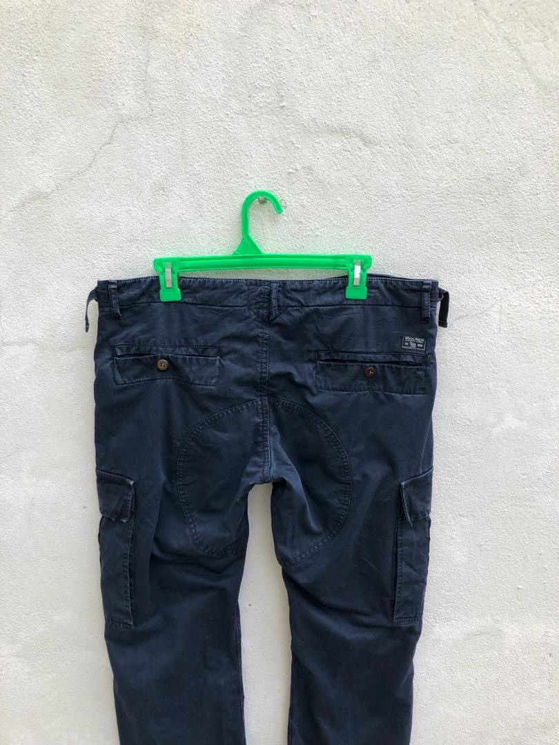 Woolrich Woolen Mills Navy Blue Rips Distressed Cargo Trouser Pant Size US 33 - 10 Thumbnail
