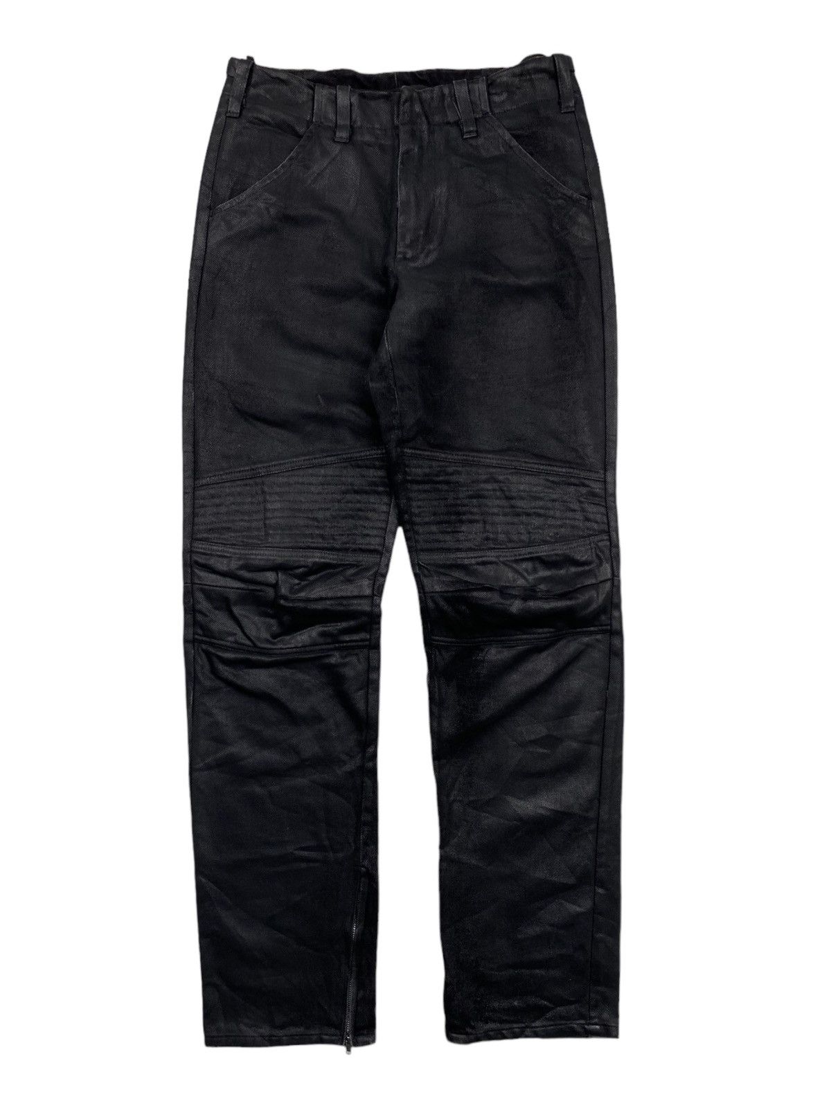 image of Helmut Lang Astro Biker Coated Denim Fw 1999 in Black, Men's (Size 30)